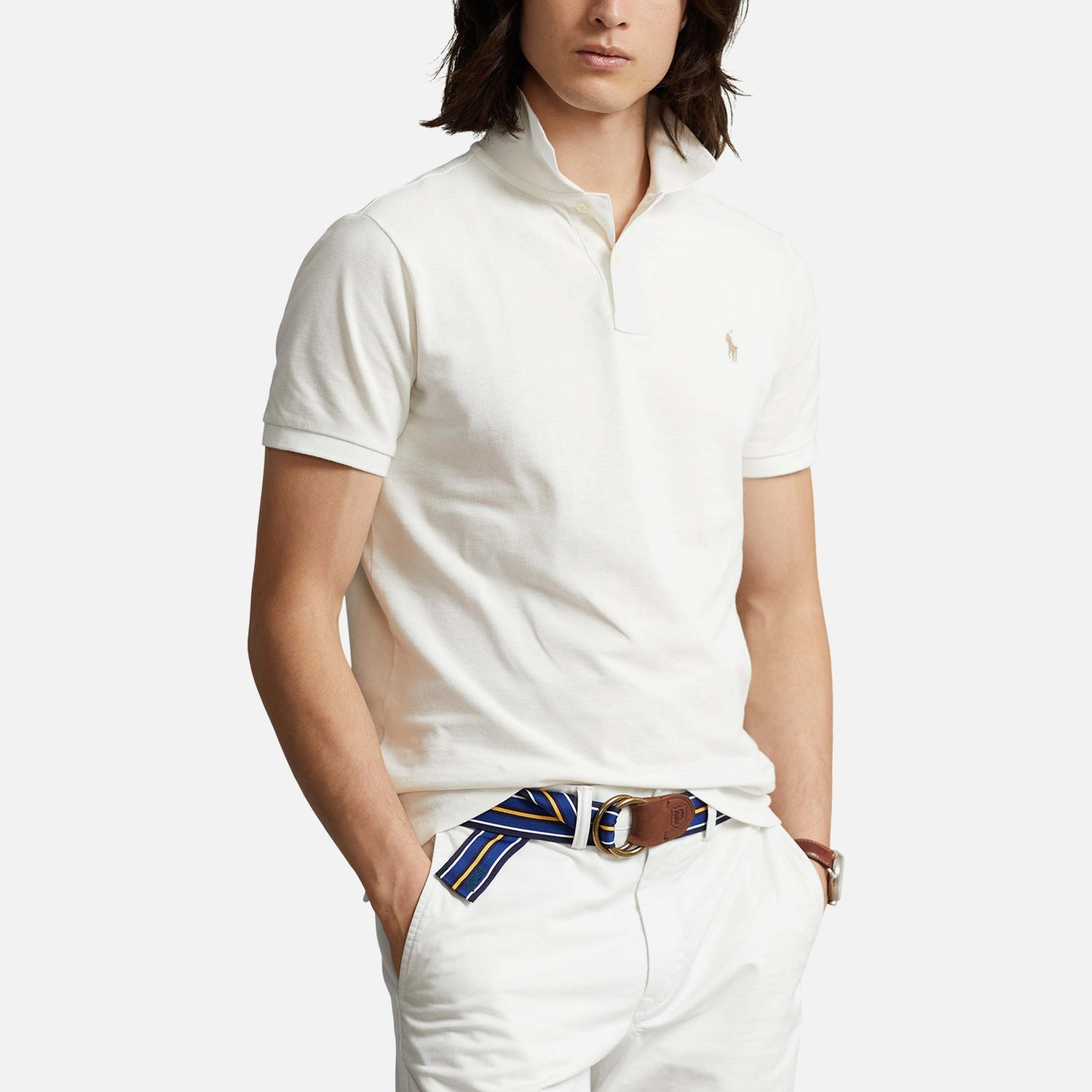 Polo Ralph Lauren Custom-Slim-Fit Poloshirt aus Piqué - Deckwash White - XXL