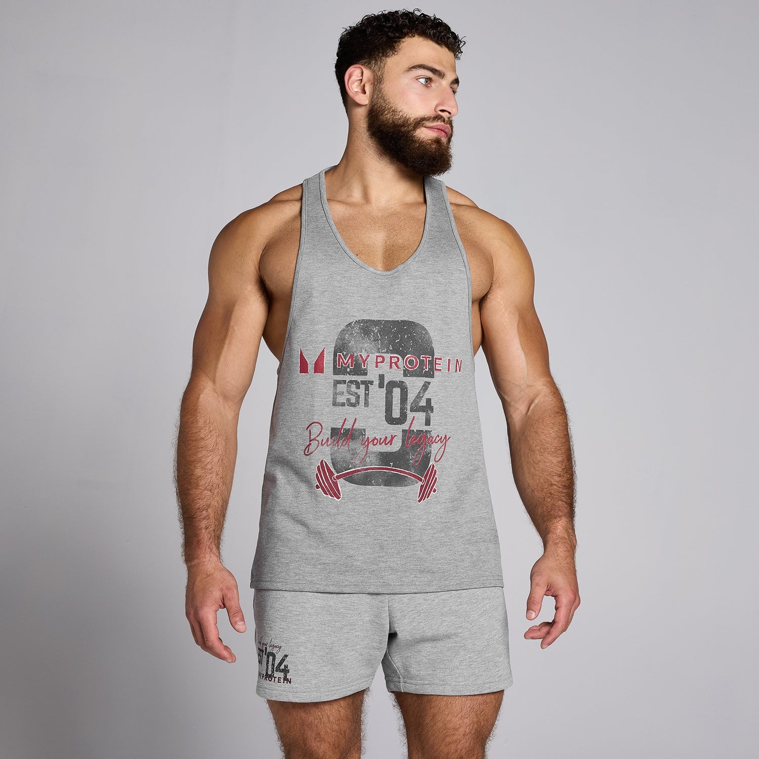 Ανδρικό Μπλουζάκι Stringer με Γραφικό MP Origin - Grey Marl - XS