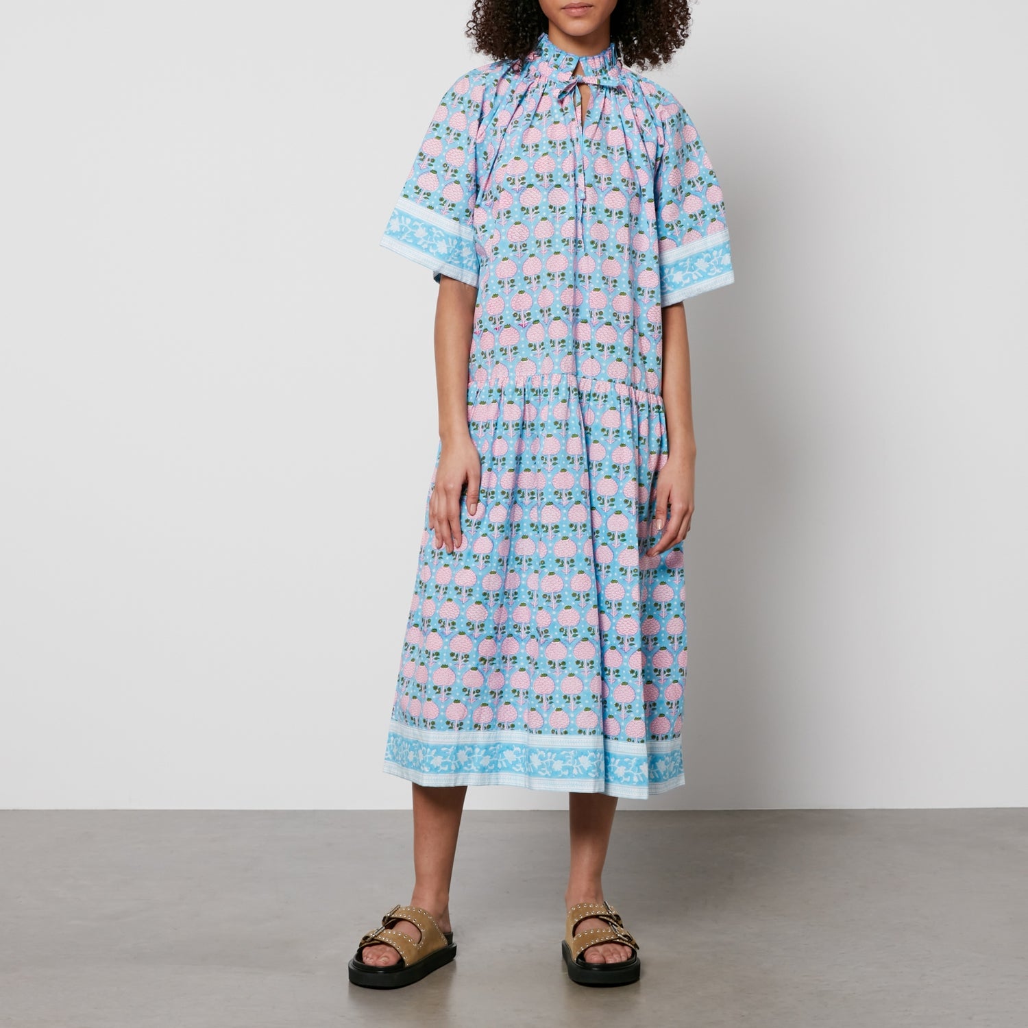 SZ Blockprints Yuva Floral-Print Cotton-Poplin Dress - XS
