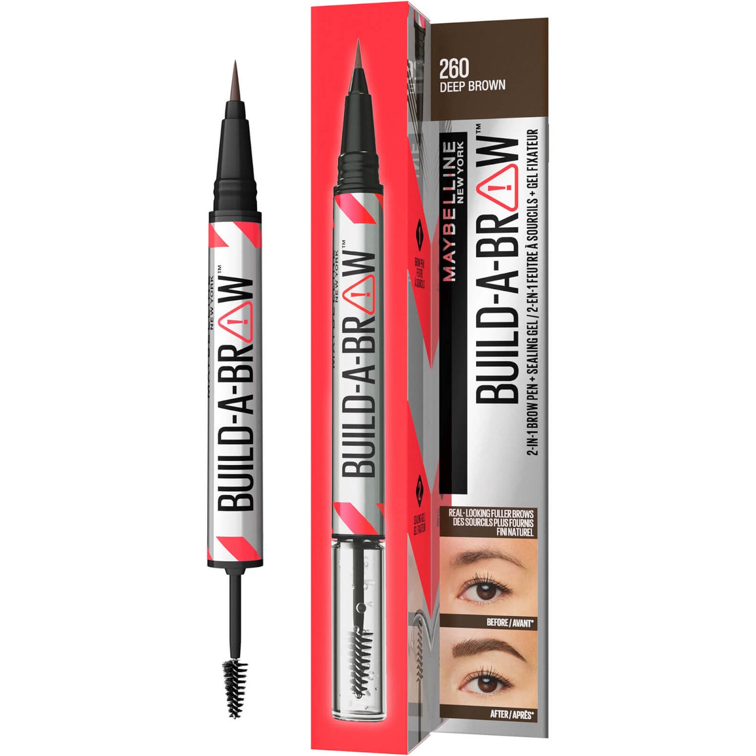 Maybelline Build-A-Brow 2 Easy Steps Eye Brow Pencil and Gel (Various Shades)