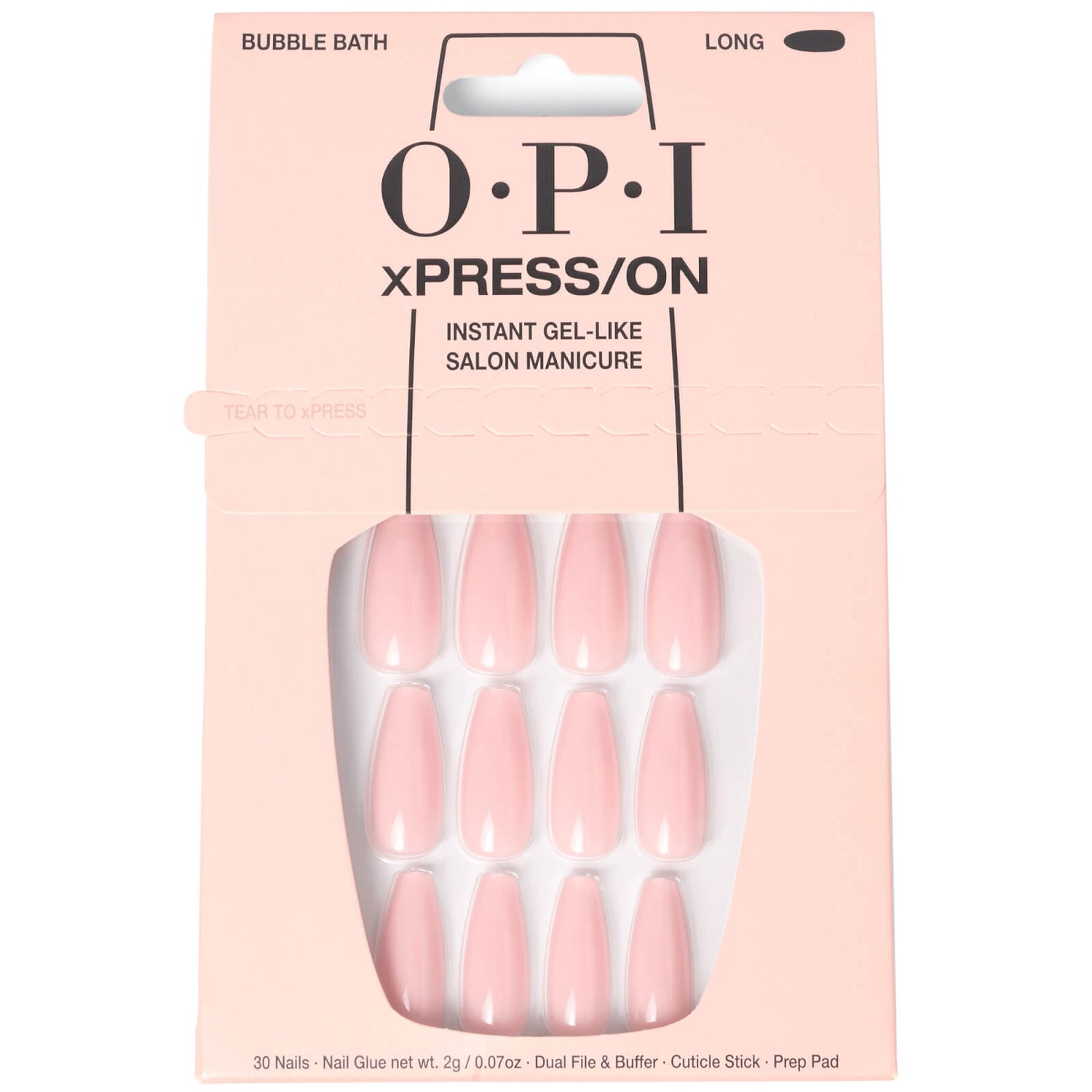 OPI xPRESS/ON - Bubble Bath- LONG Press On Nails Gel-Like Salon Manicure