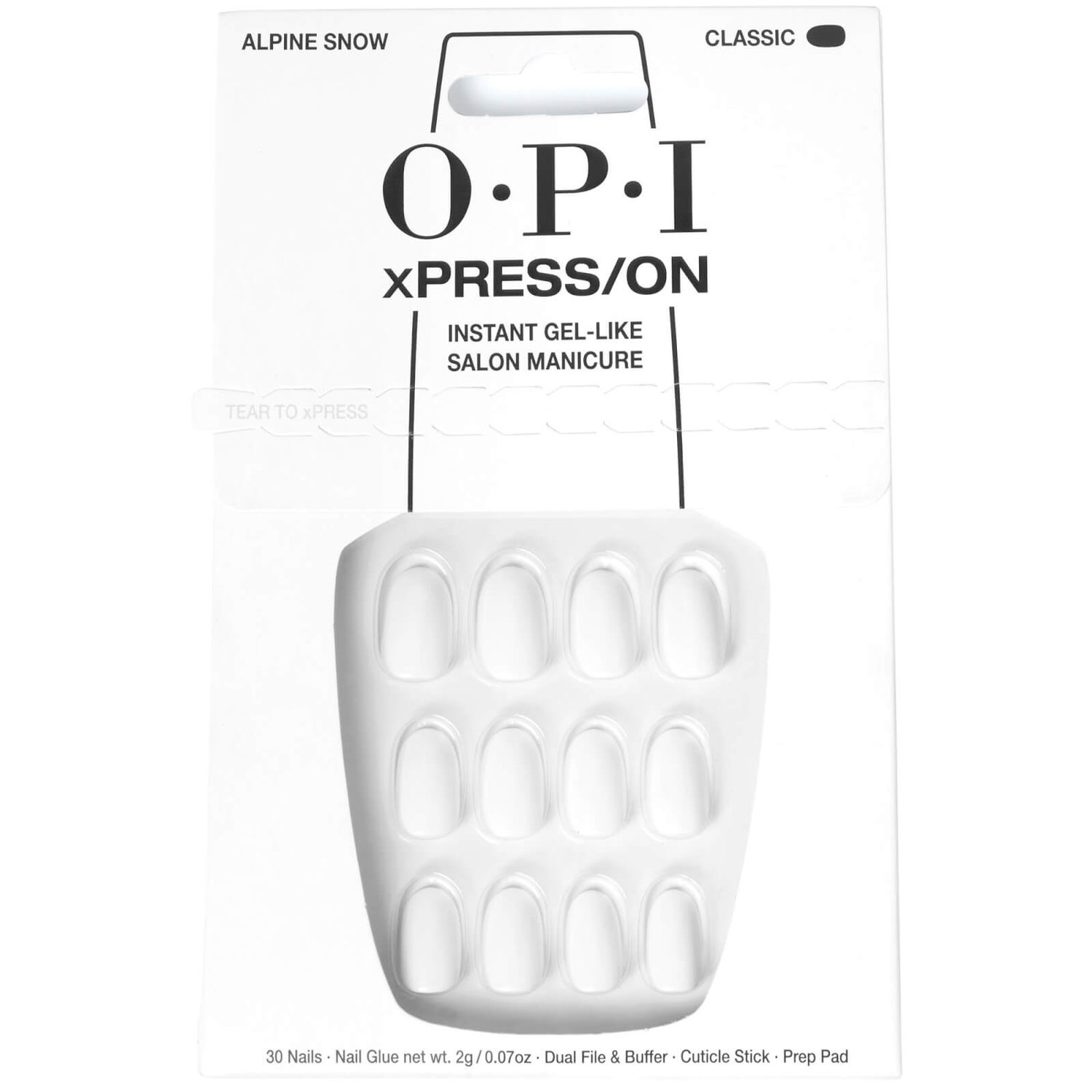 OPI xPRESS/ON - Alpine Snow Press On Nails Gel-Like Salon Manicure