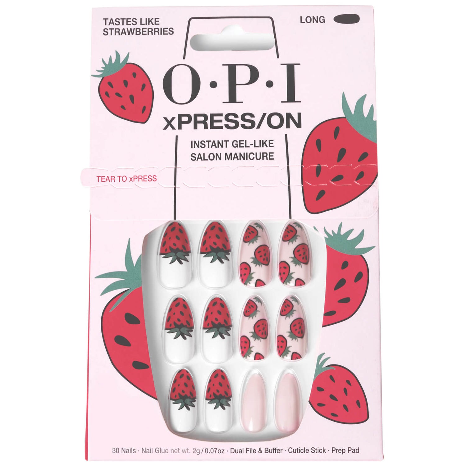 OPI xPRESS/ON - Tastes Like Strawberries Press On Nails Gel-Like Salon Manicure
