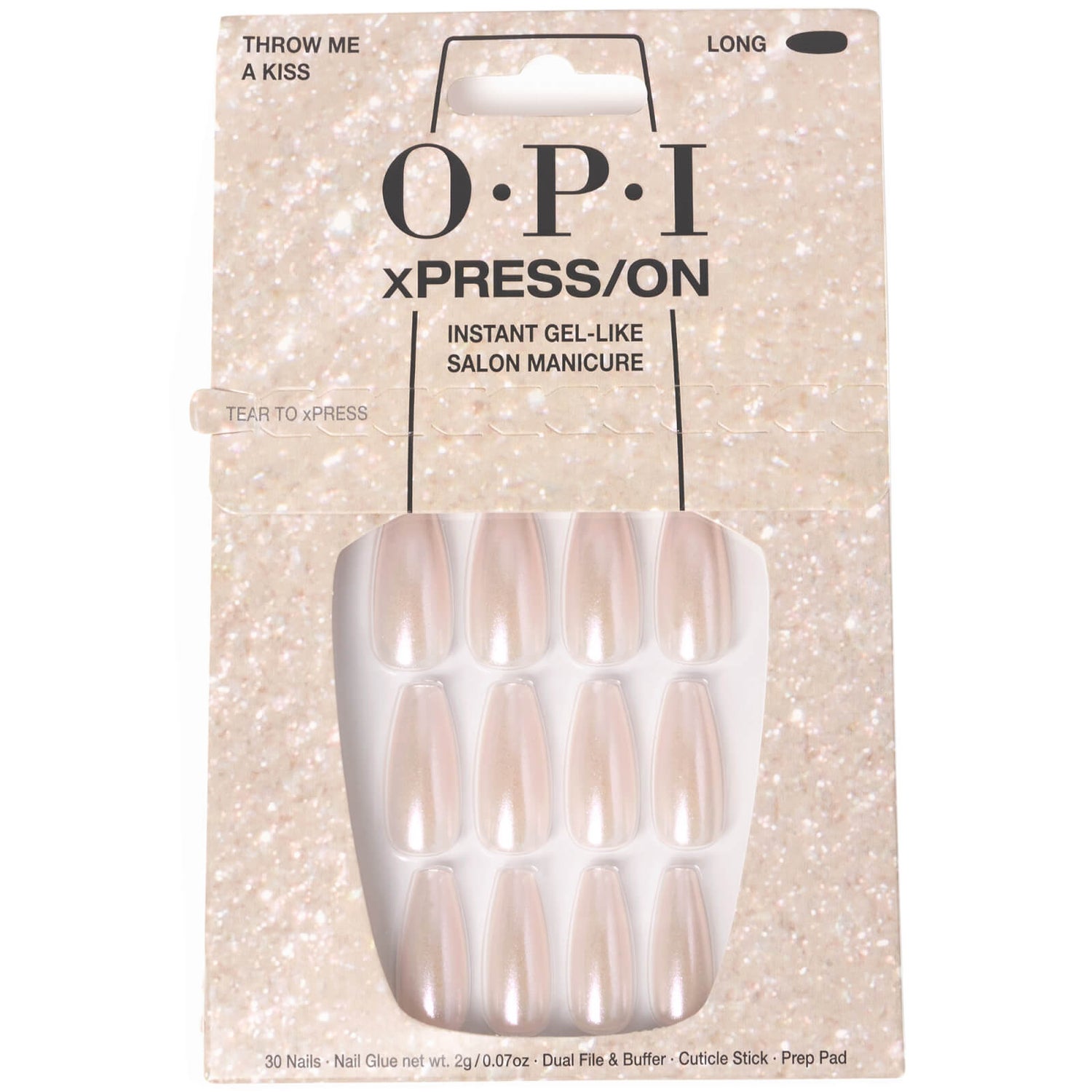 OPI xPRESS/ON - Throw Me a Kiss- LONG Press On Nails Gel-Like Salon Manicure