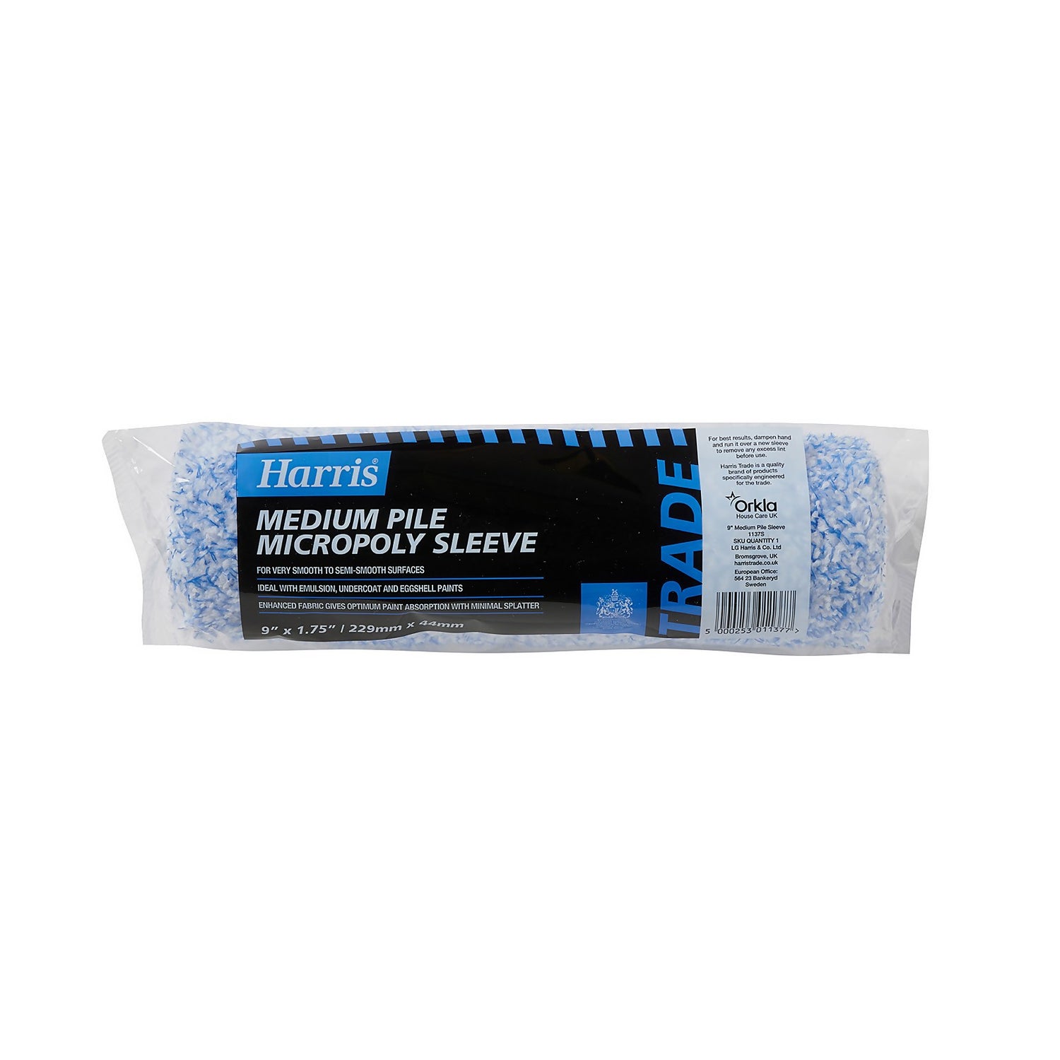 Harris Trade 9in Medium Pile Micropoly Paint Roller Sleeve Homebase
