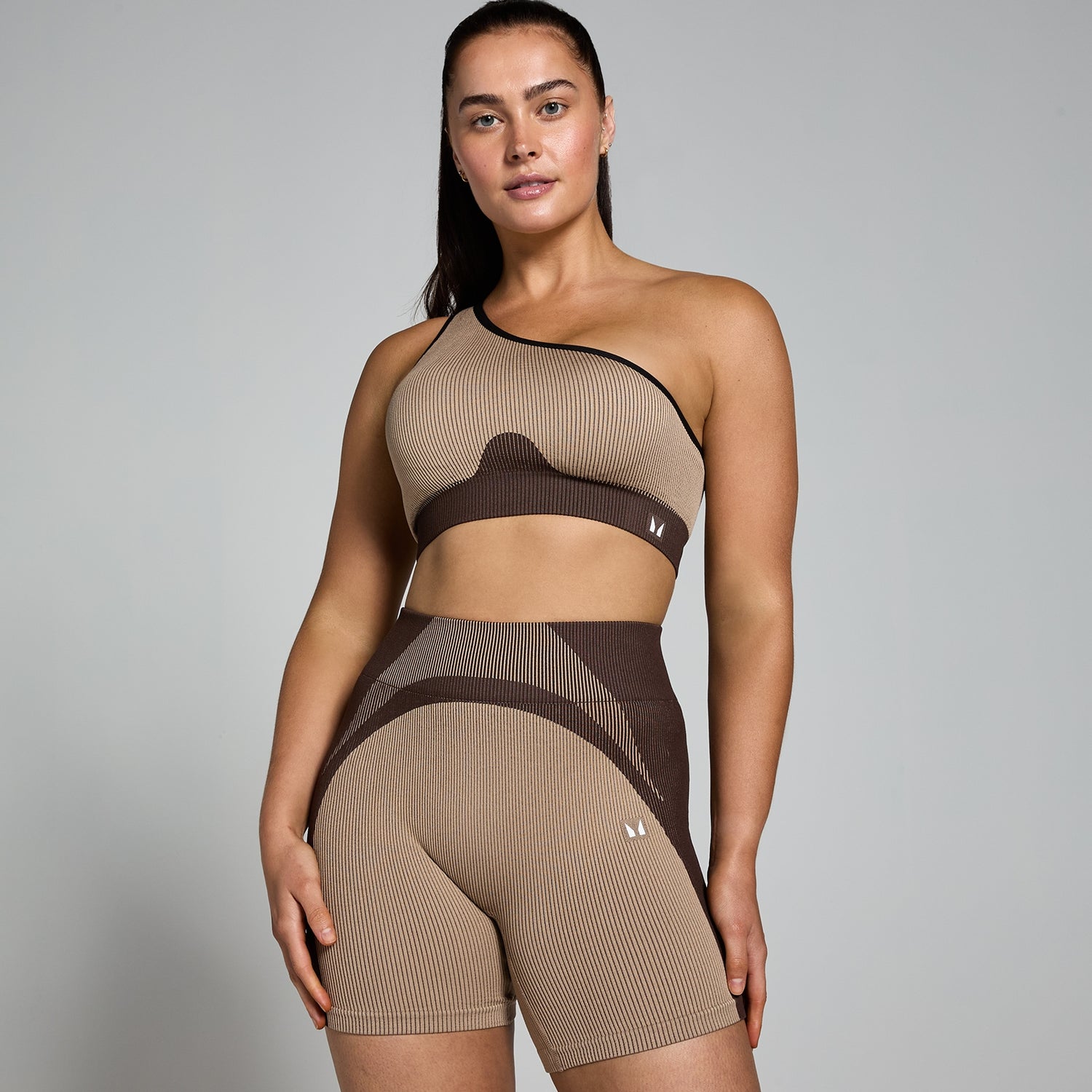 Brassière côtelée sans coutures MP Contrast pour femmes – Cachemire/Espresso - XS