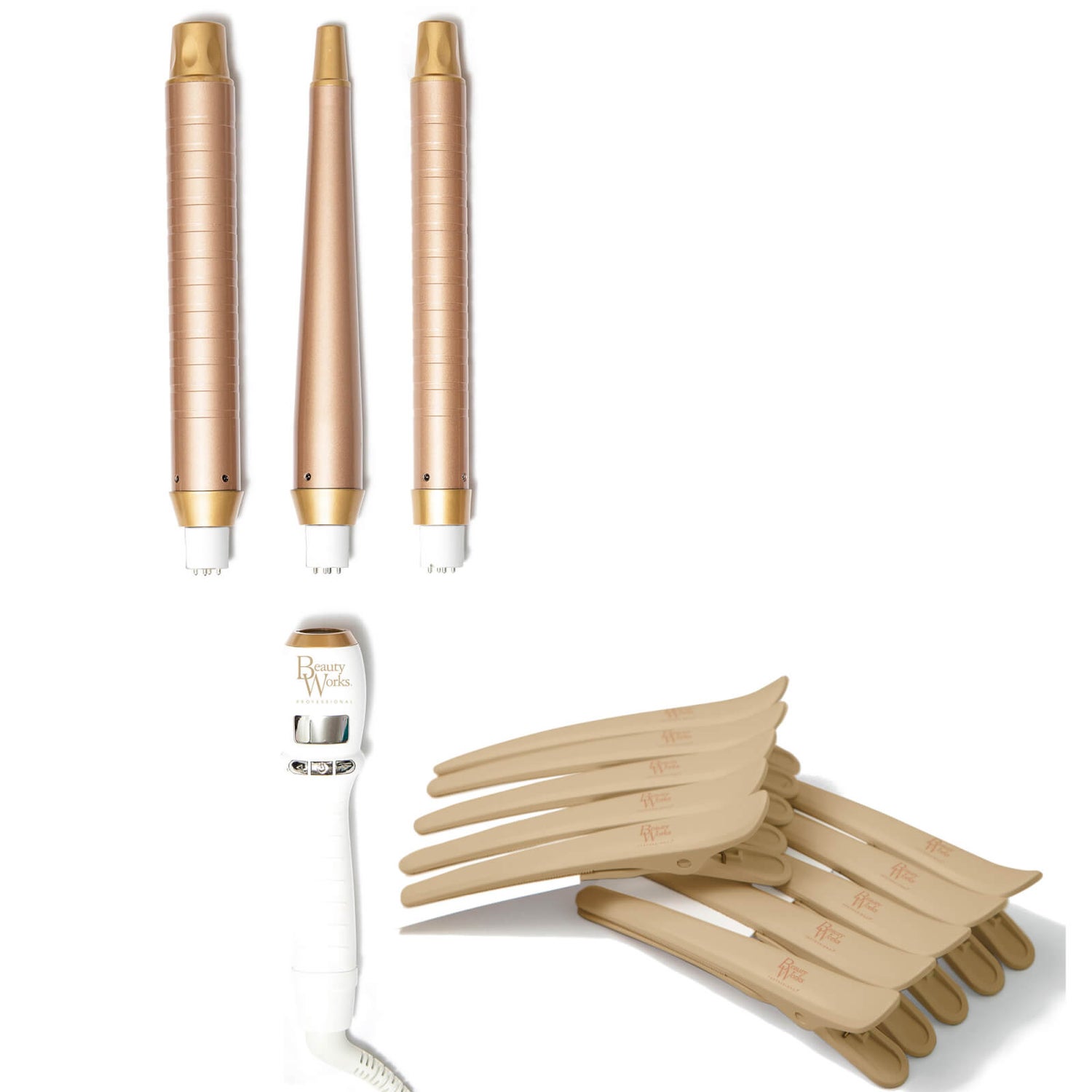 Beauty Works Professional Styler Trio Edition with Gold Sectioning Clips