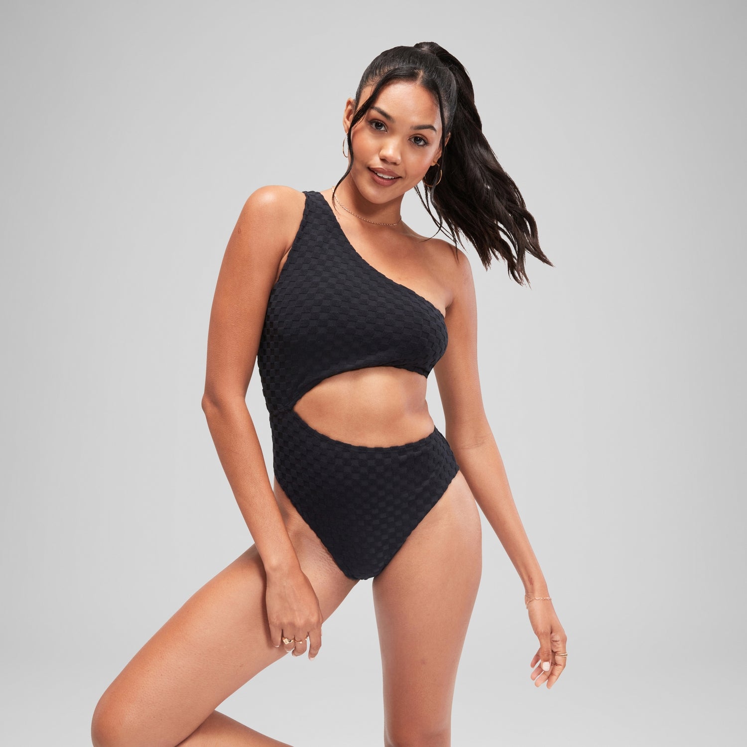 Maillot de bain FLU3NTE asymetrique ajoure gris Speedo