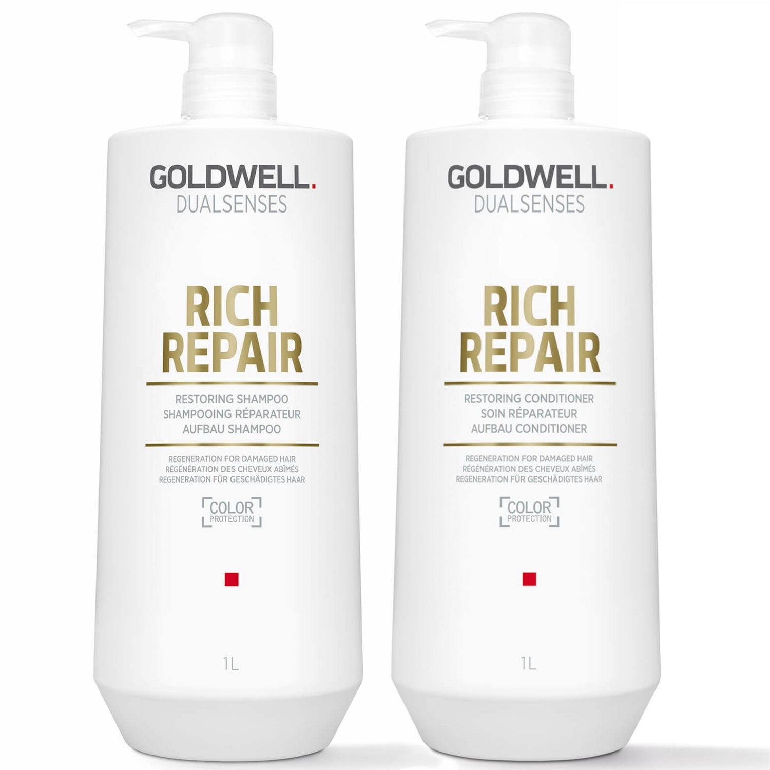 Goldwell Dualsenses Rich Repair Restoring Shampoo And Conditioner For Dry To Severely Damaged Hair 1L Duo (Worth £101)
