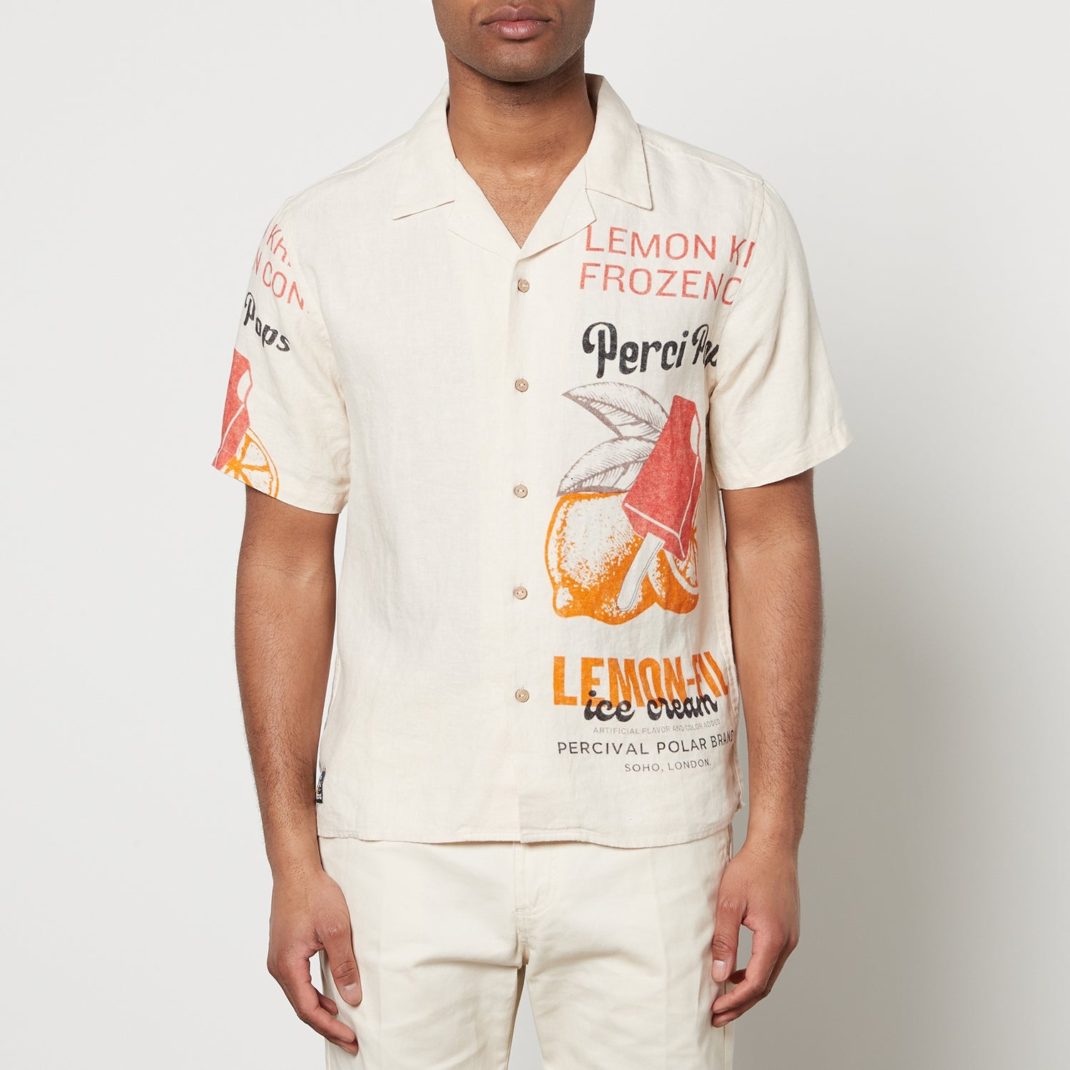 Percival Lemon Kreme Linen Cuban Shirt - S