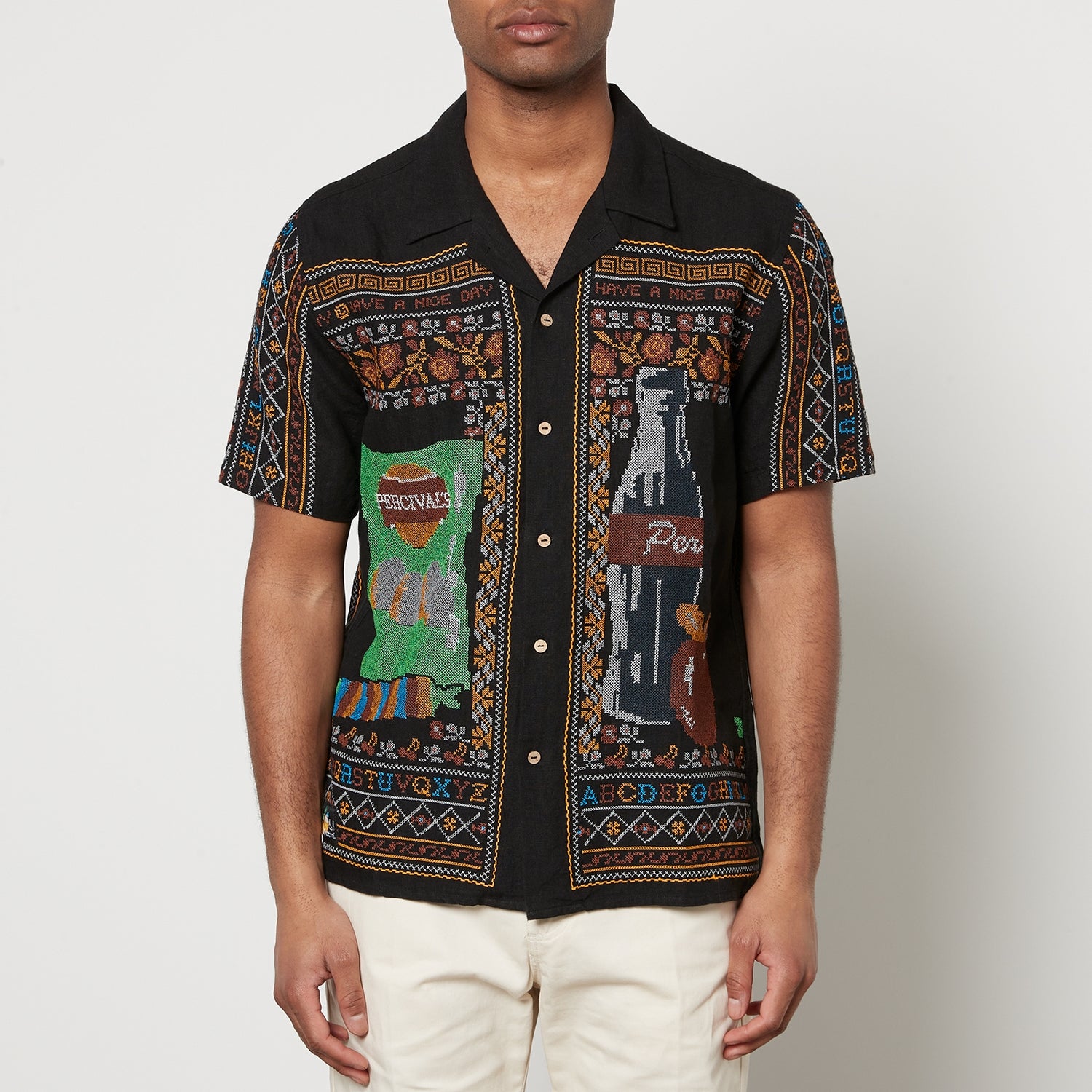 Percival Meal Deal Embroidered Linen Shirt