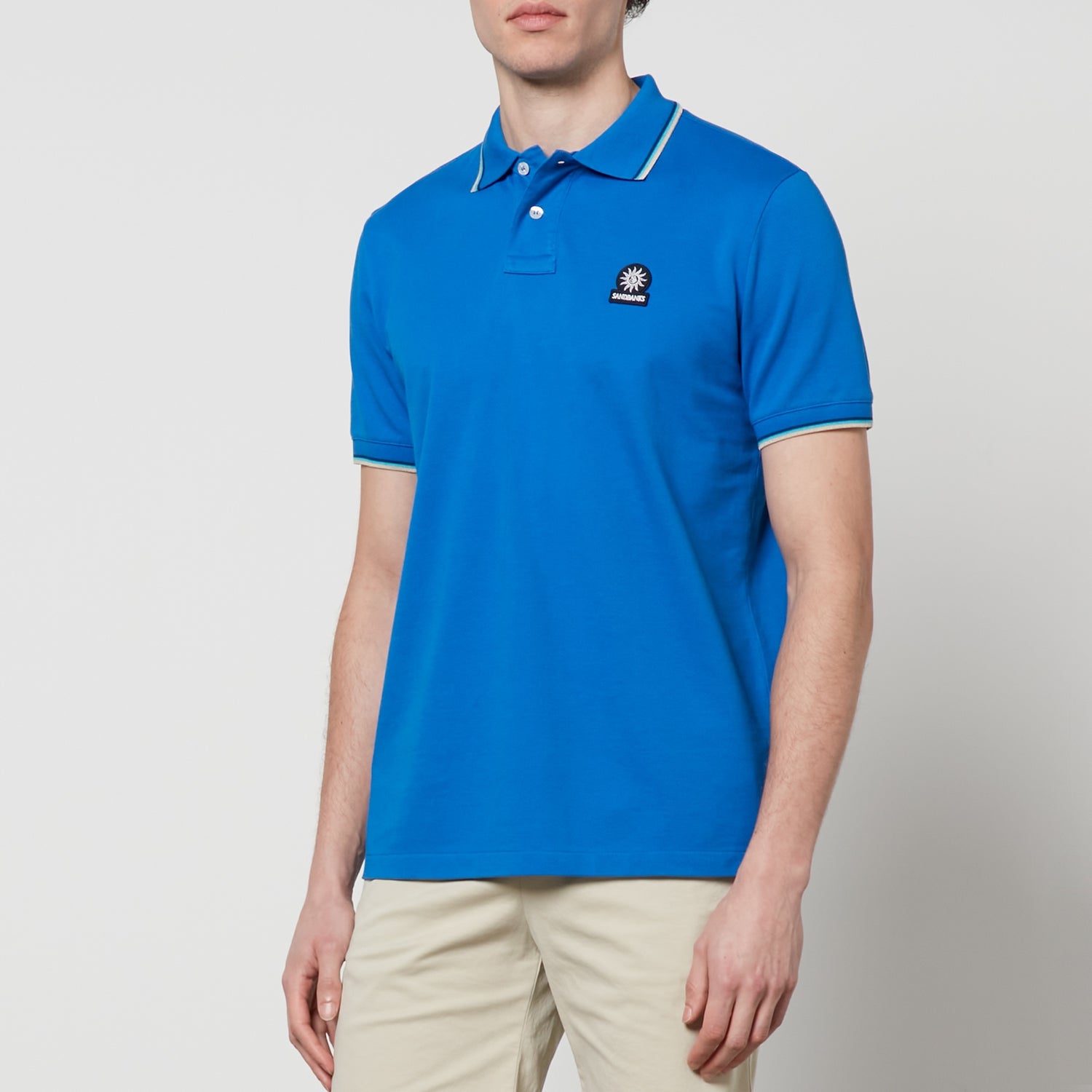 Sandbanks Logo-Appliquéd Cotton-Piqué Tipped Polo Shirt - M