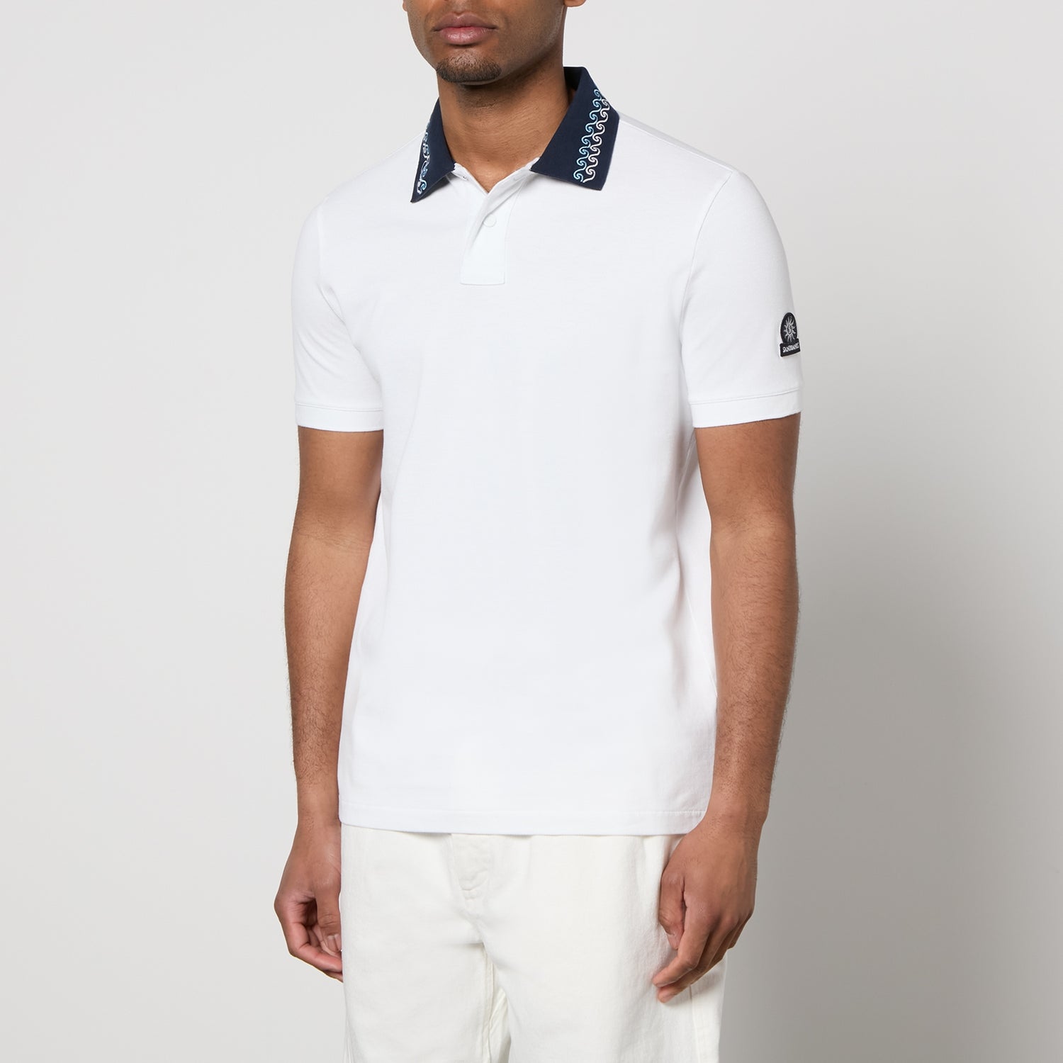 Sandbanks Embroidered Cotton-Piqué Collar Polo Shirt - S