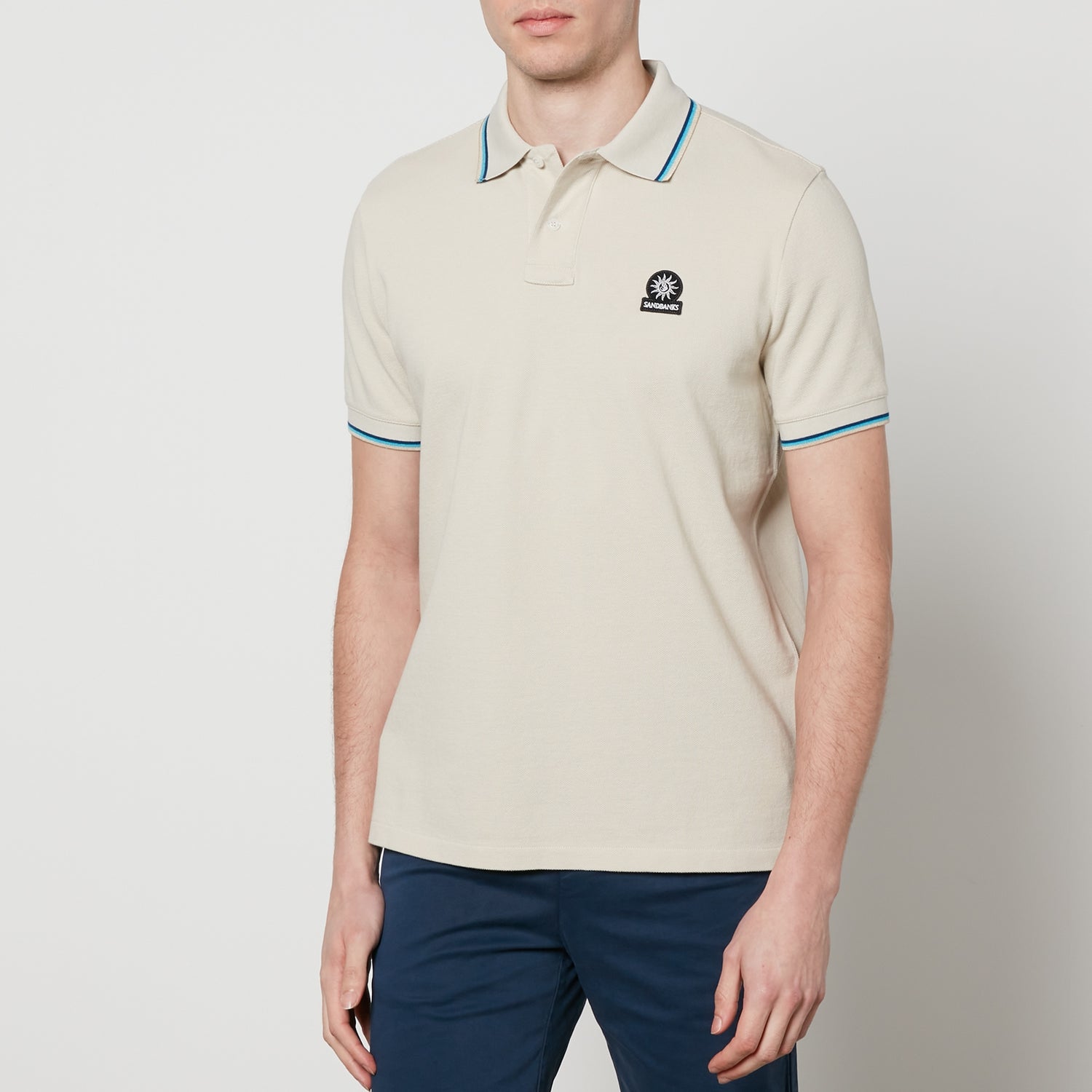 Sandbanks Logo-Appliquéd Cotton-Piqué Tipped Polo Shirt - L
