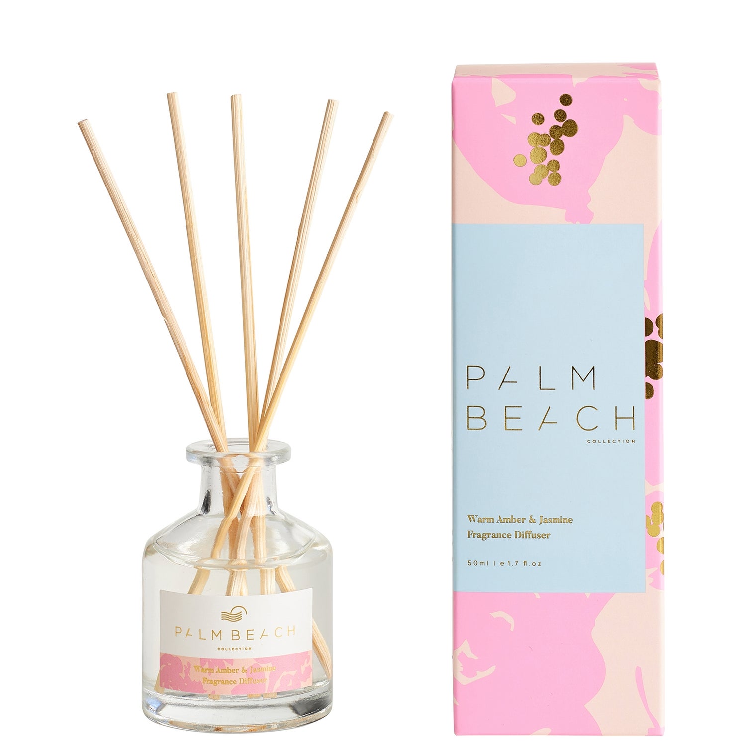 Palm Beach Collection Limited Edition Warm Amber and Jasmine Mini Fragrance Diffuser 50ml