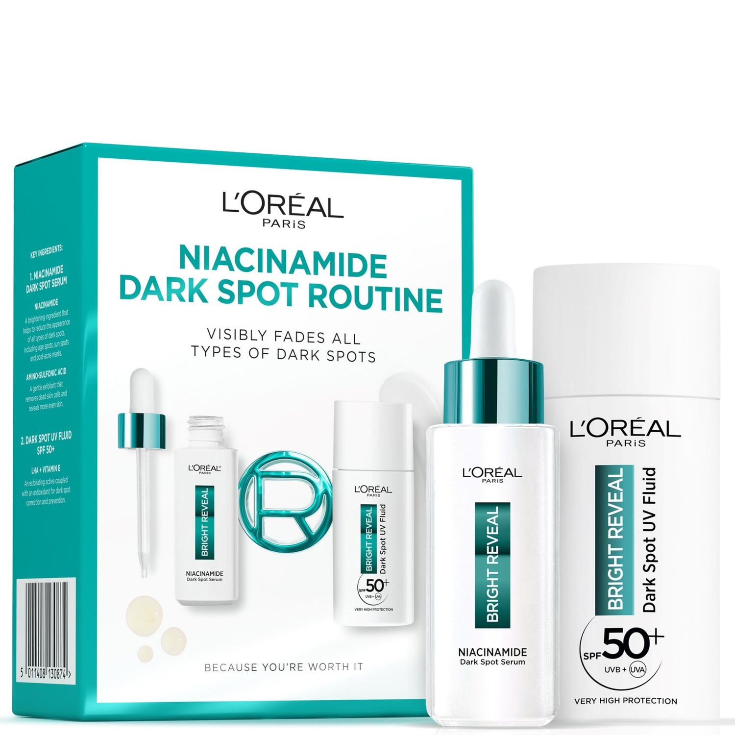 L'Oréal Paris Exclusive Niacinamide Dark Spot Routine with Serum and UV Fluid SPF50+