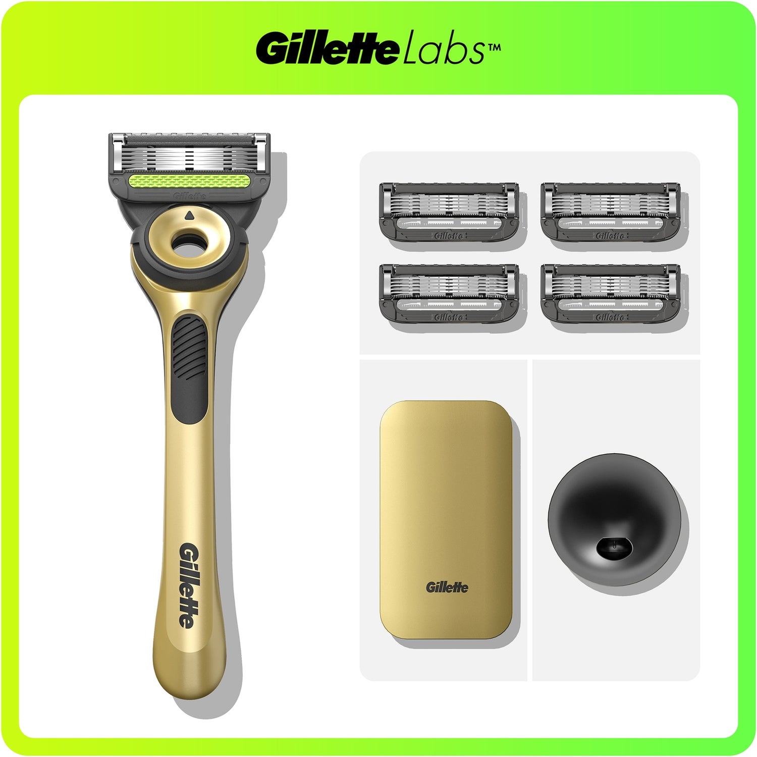 Gillette Labs Razor Champion Gold Edition with 4 razor Blades & Case