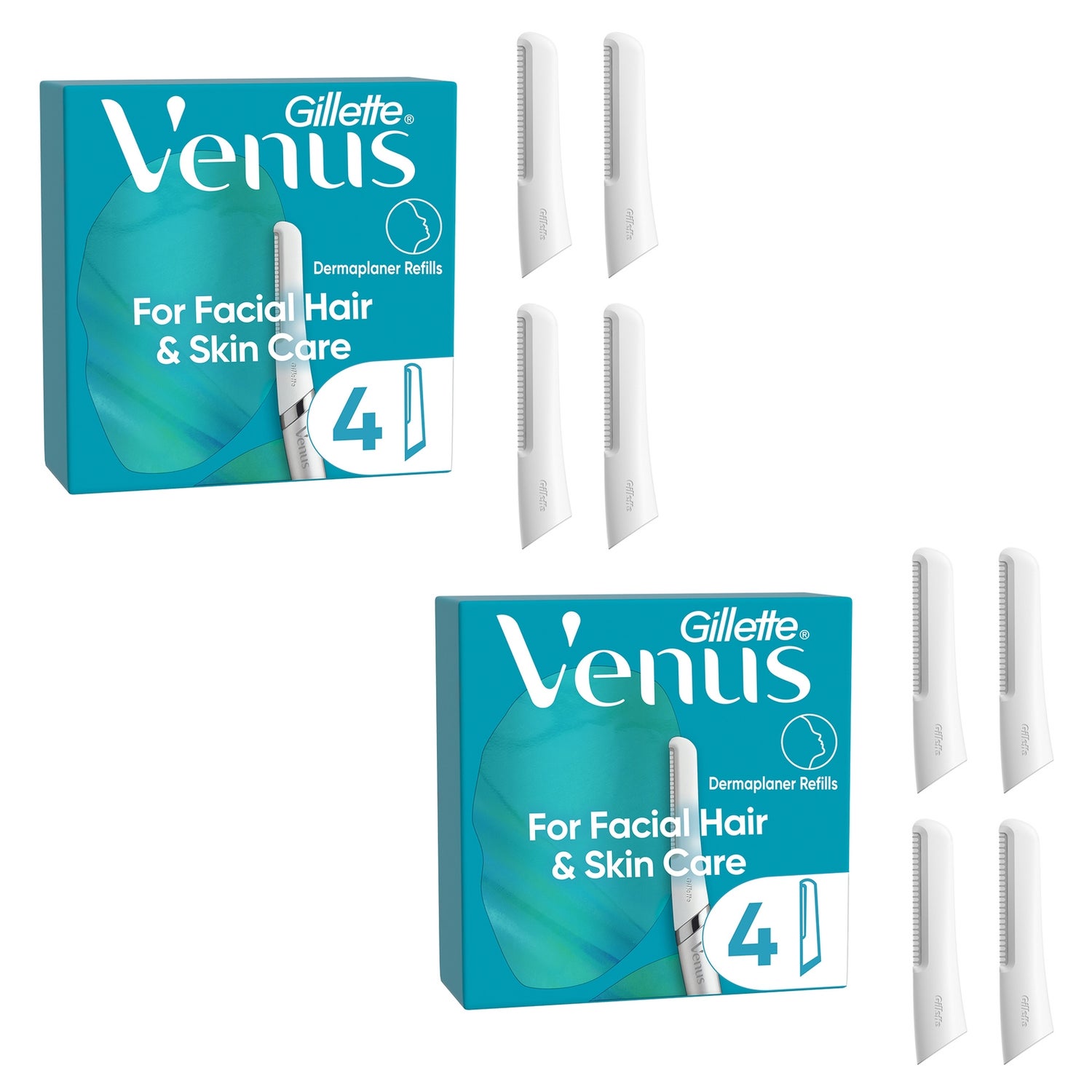 Venus Facial Hair & Skin Razor Blades Value Pack for Dermaplaning, 8 Pack