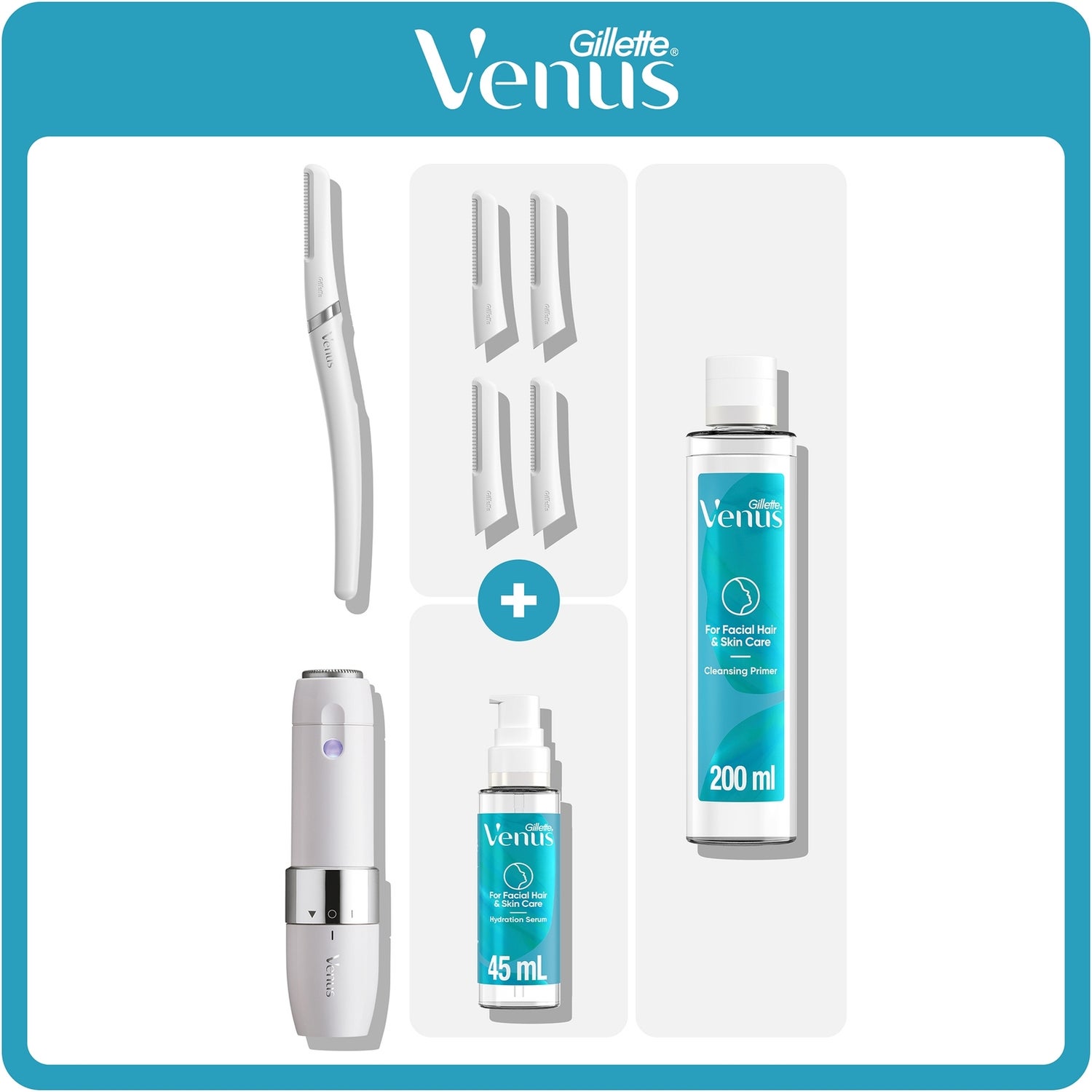 Venus Facial Hair & Skincare All-in-One Dermaplaning Set