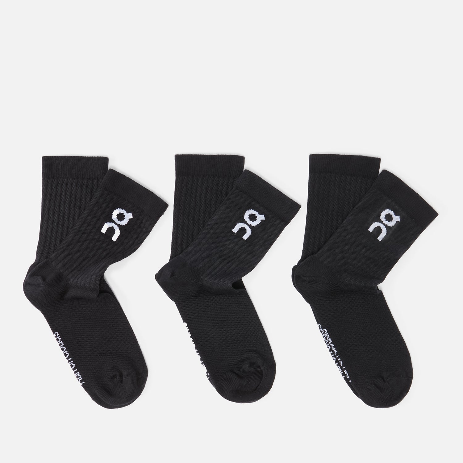 ON Men's 3 Pack Logo Socks - Black - S