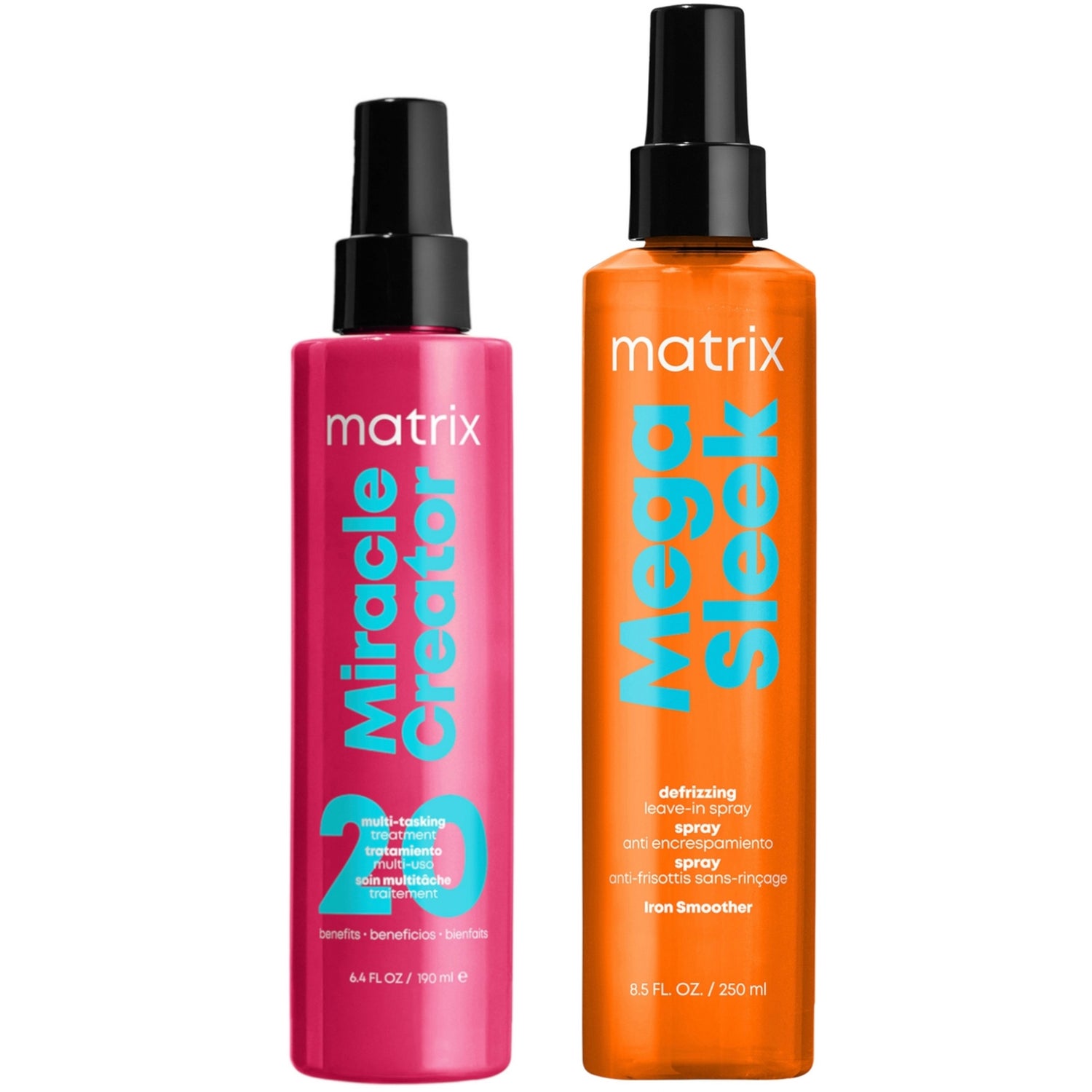 Matrix Mega Sleek Iron Smoother For Anti-Frizz and Humidity Protection + Miracle Creator 20 Benefits Hair Treatment Spray Bundle