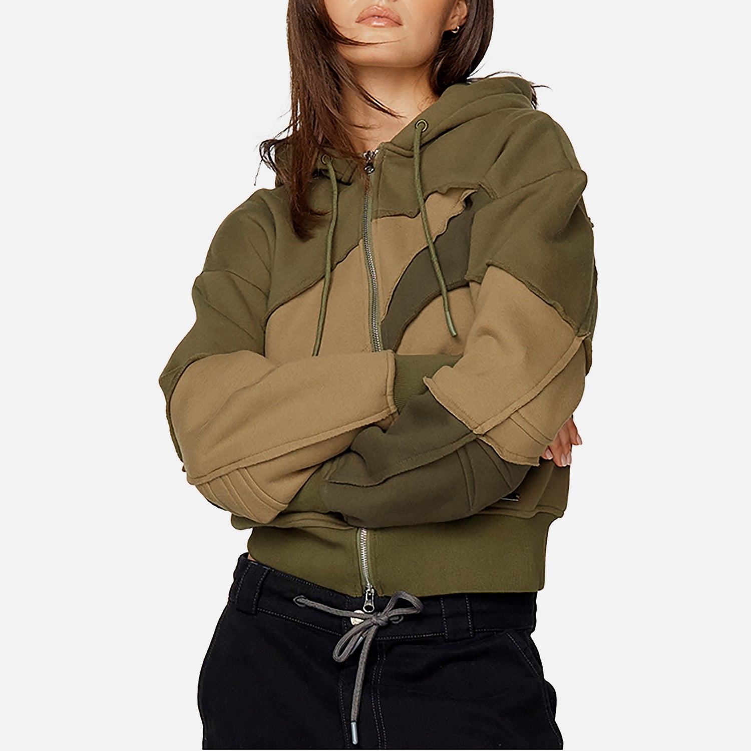 House of Sunny Landscape Patchwork Cotton-Blend Jersey Hoodie - XL