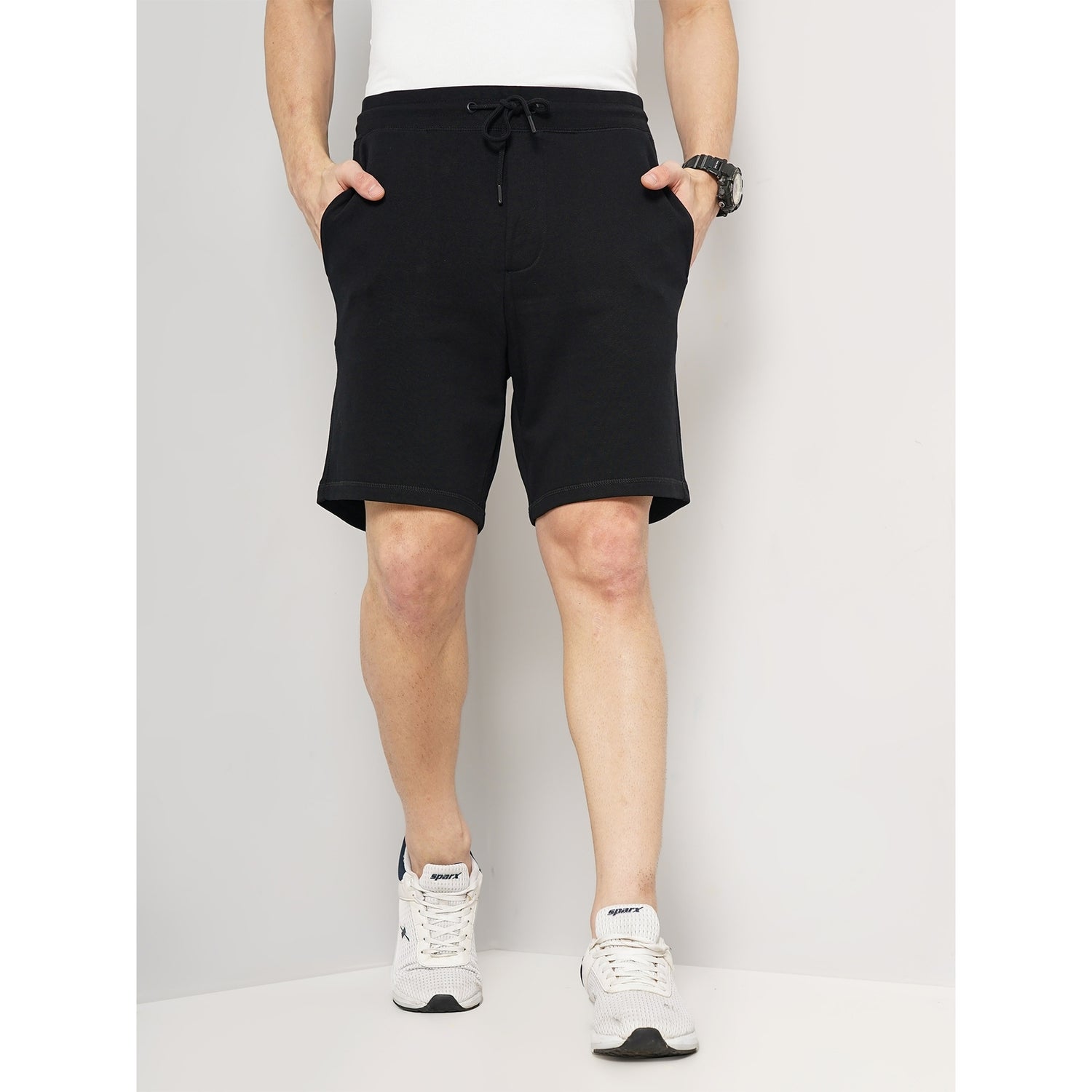 Solid Black Cotton Shorts TOSHORT Celio