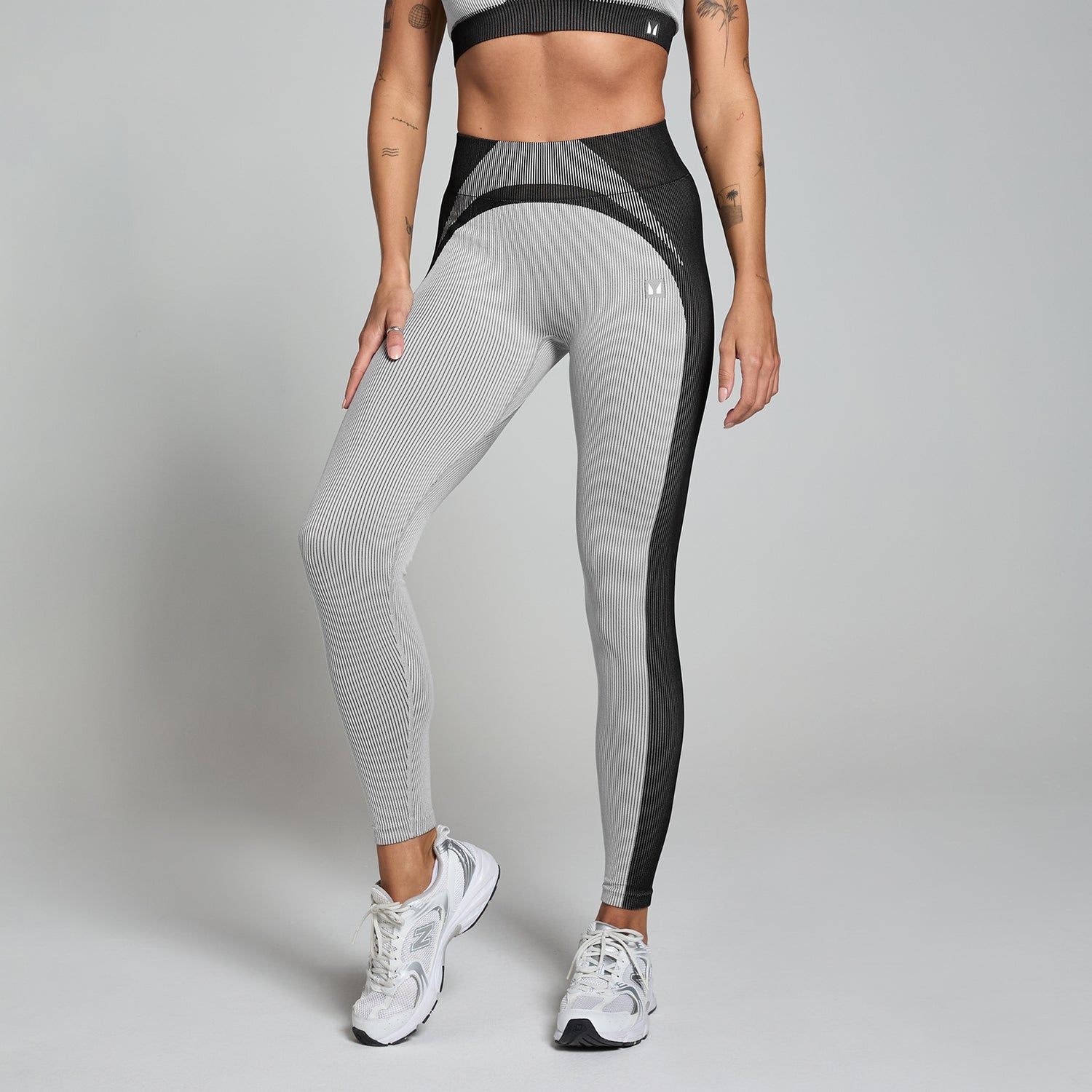 MP Women's Contrast Rib Seamless Leggings - Black/Grey