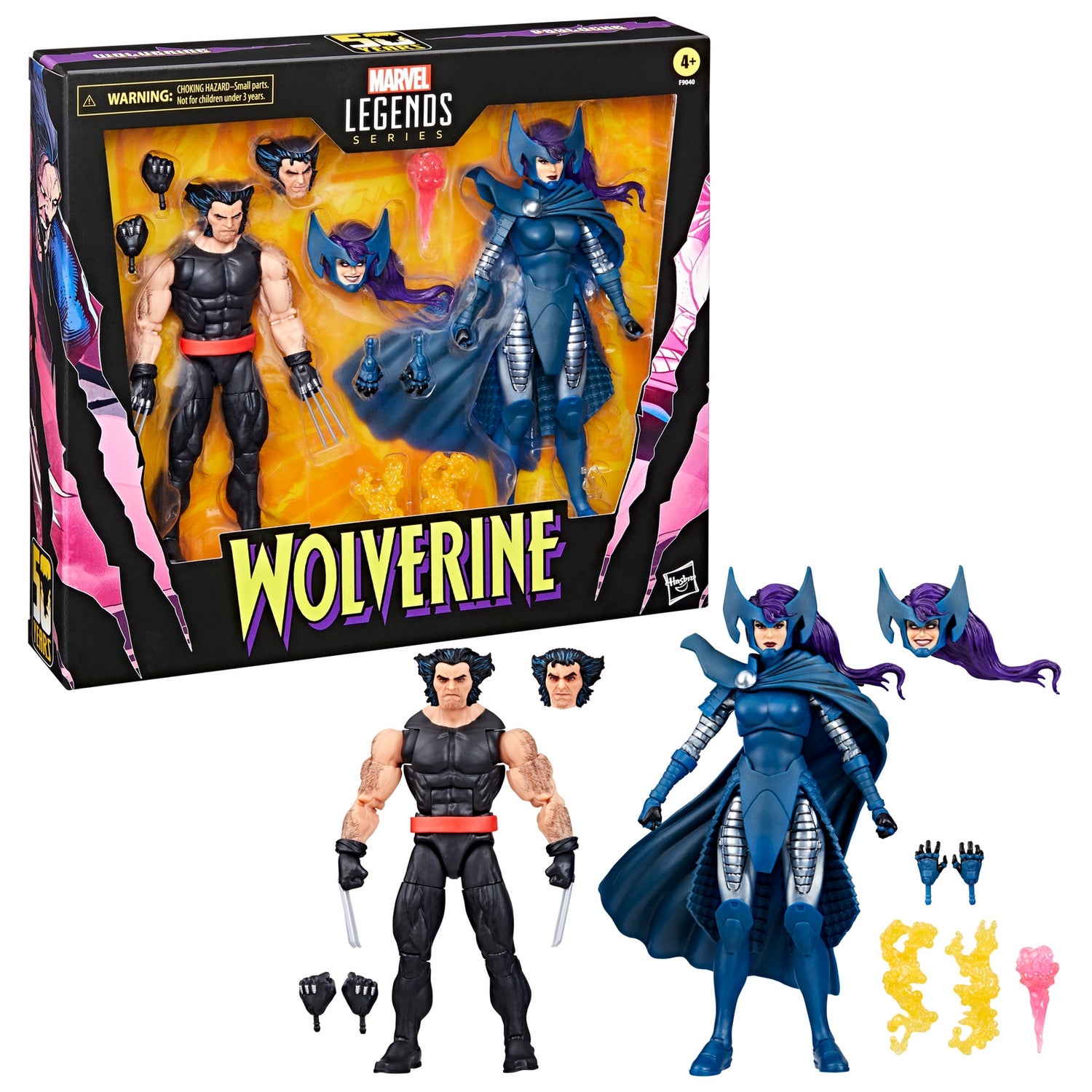 Hasbro Marvel Legends Series Wolverine and Psylocke, 6" Comics Collectible Action Figures