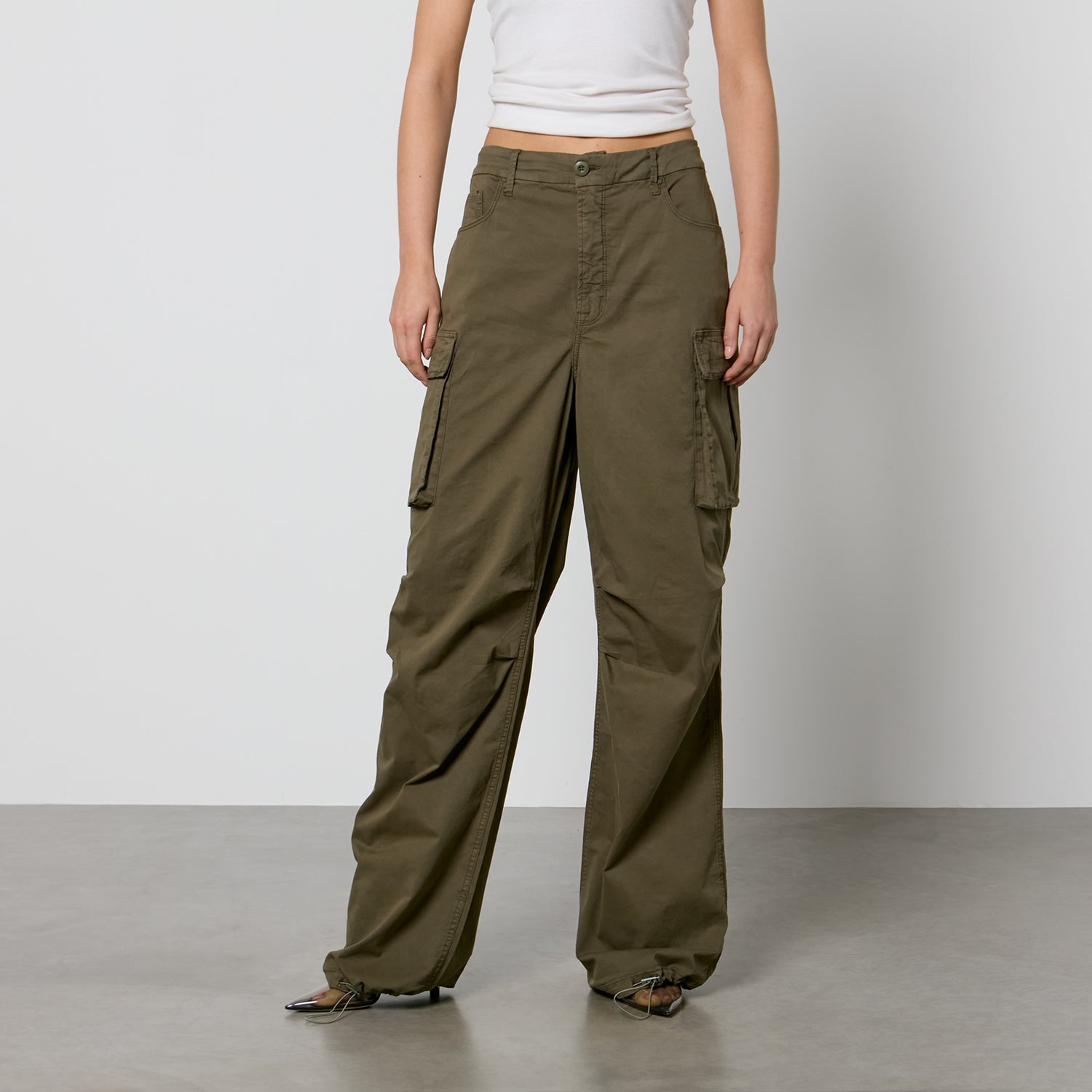 Good American Baggy Cotton-Blend Canvas Cargo Trousers - US 8/UK 12