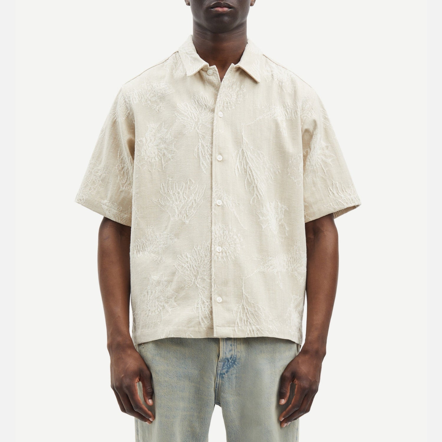 Samsøe Samsøe Embroidered Cotton-Blend Saayo Shirt - L