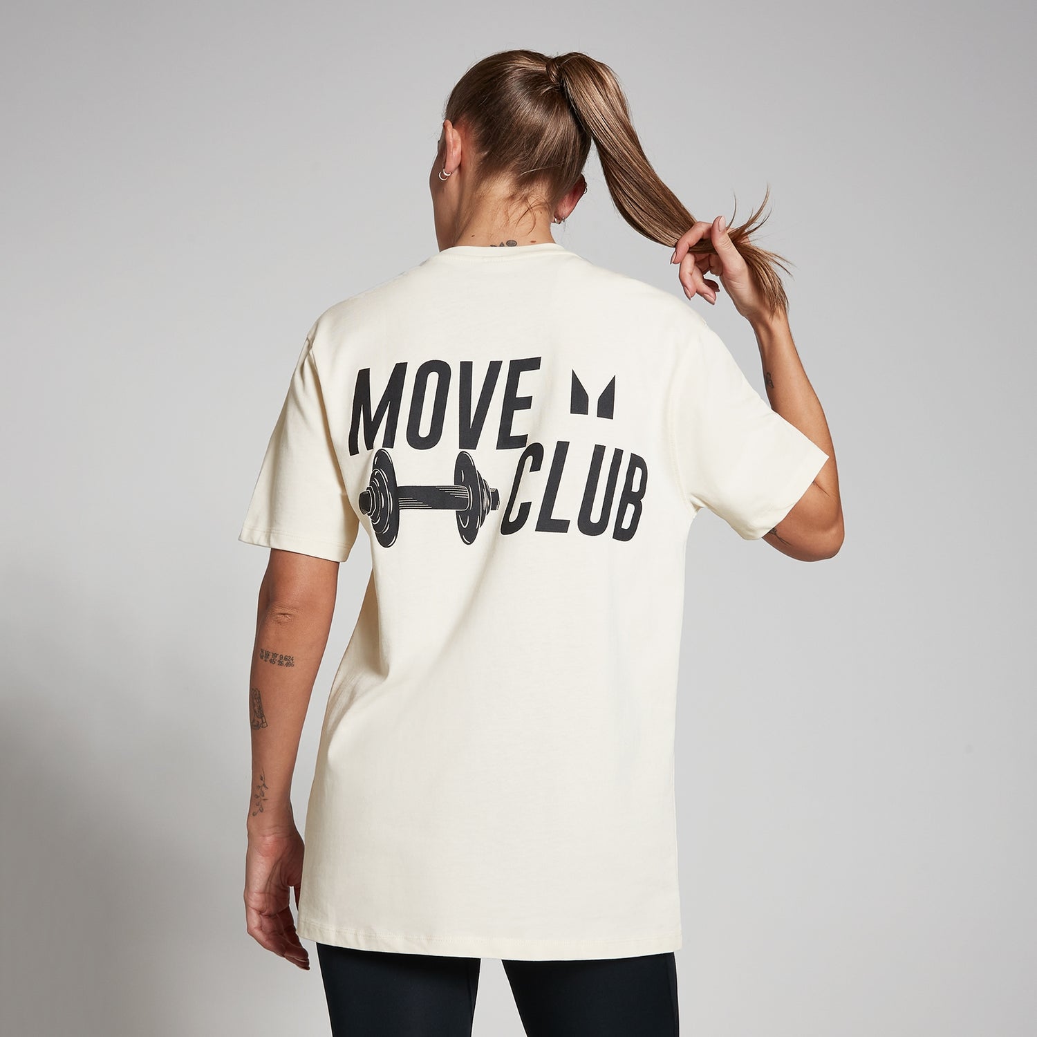 FIBO Oversized Move Club T-Shirt – Vintage-Weiß - XXS-XS