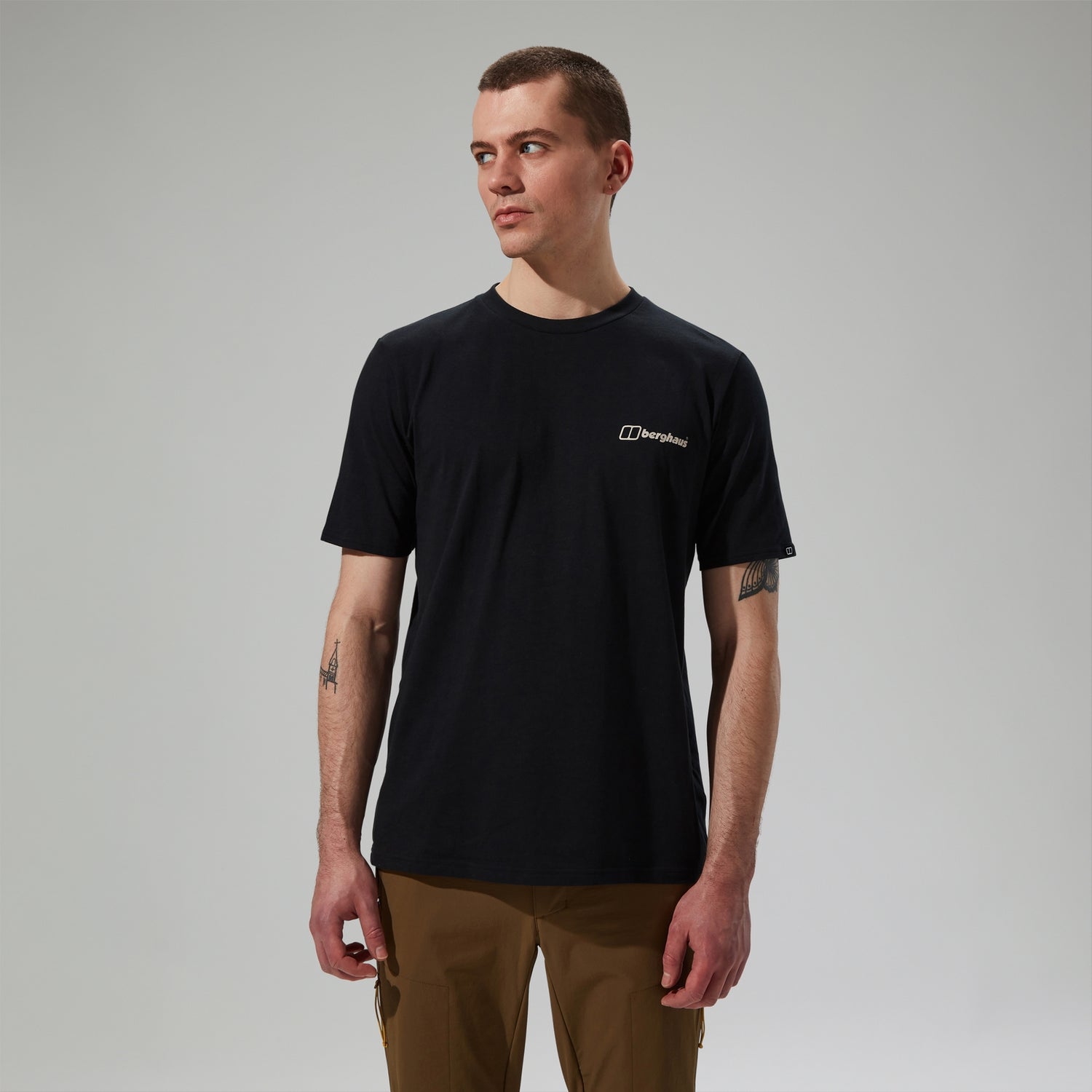 Men s Cheviot Box Logo Short Sleeve T Shirt Black Berghaus
