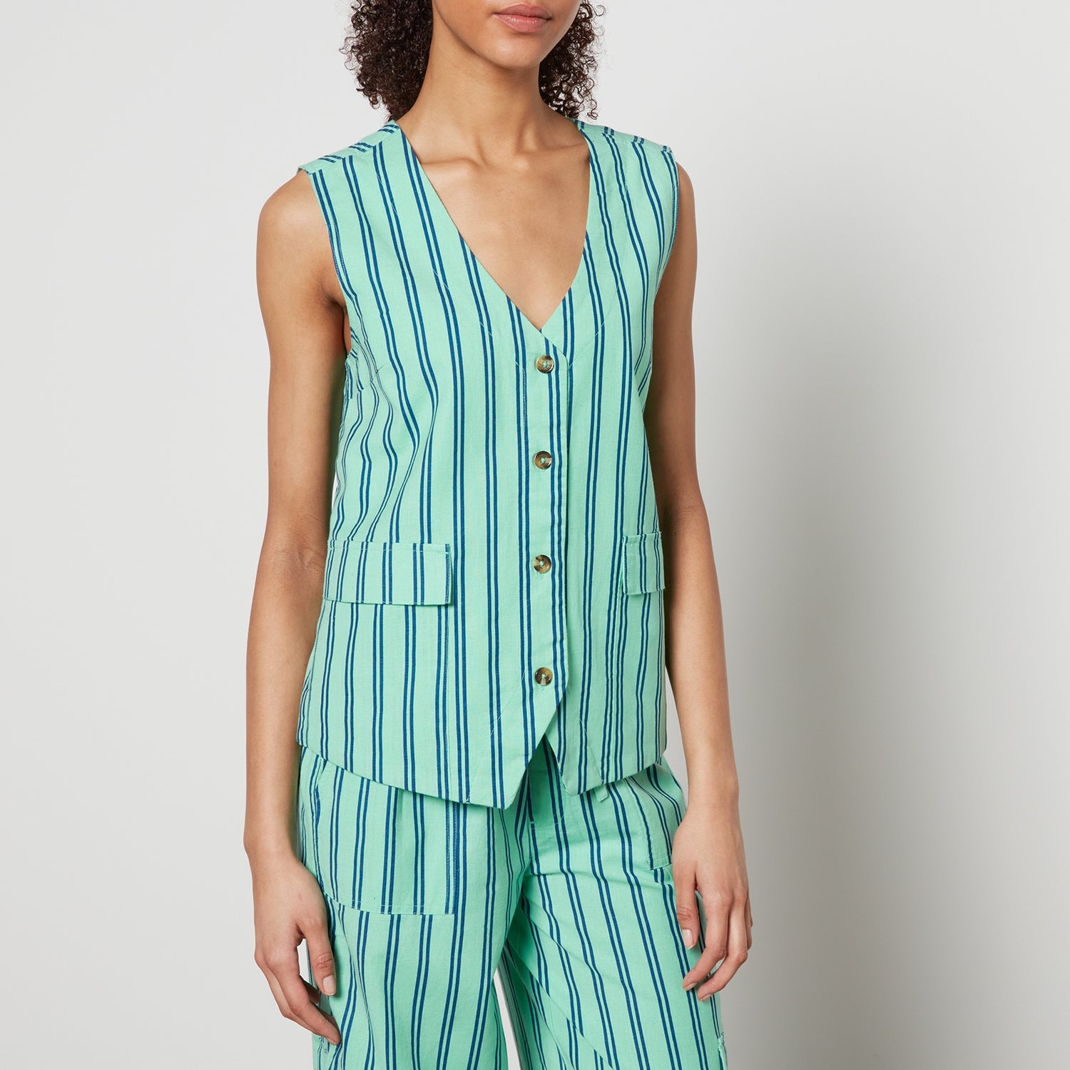 Damson Madder Coco Striped Organic Cotton-Blend Waistcoat