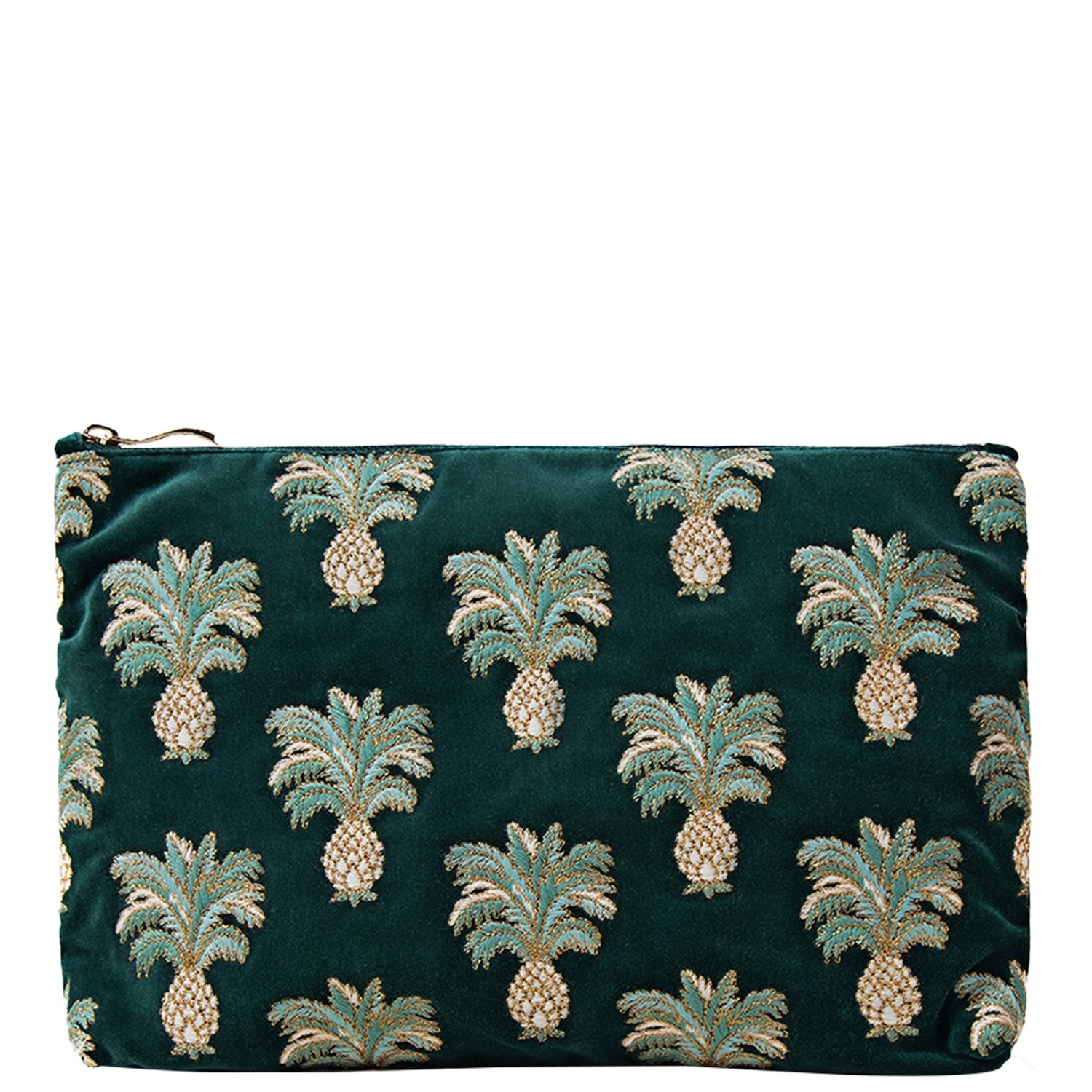 Elizabeth Scarlett Pineapple Emerald Velvet Everyday Pouch