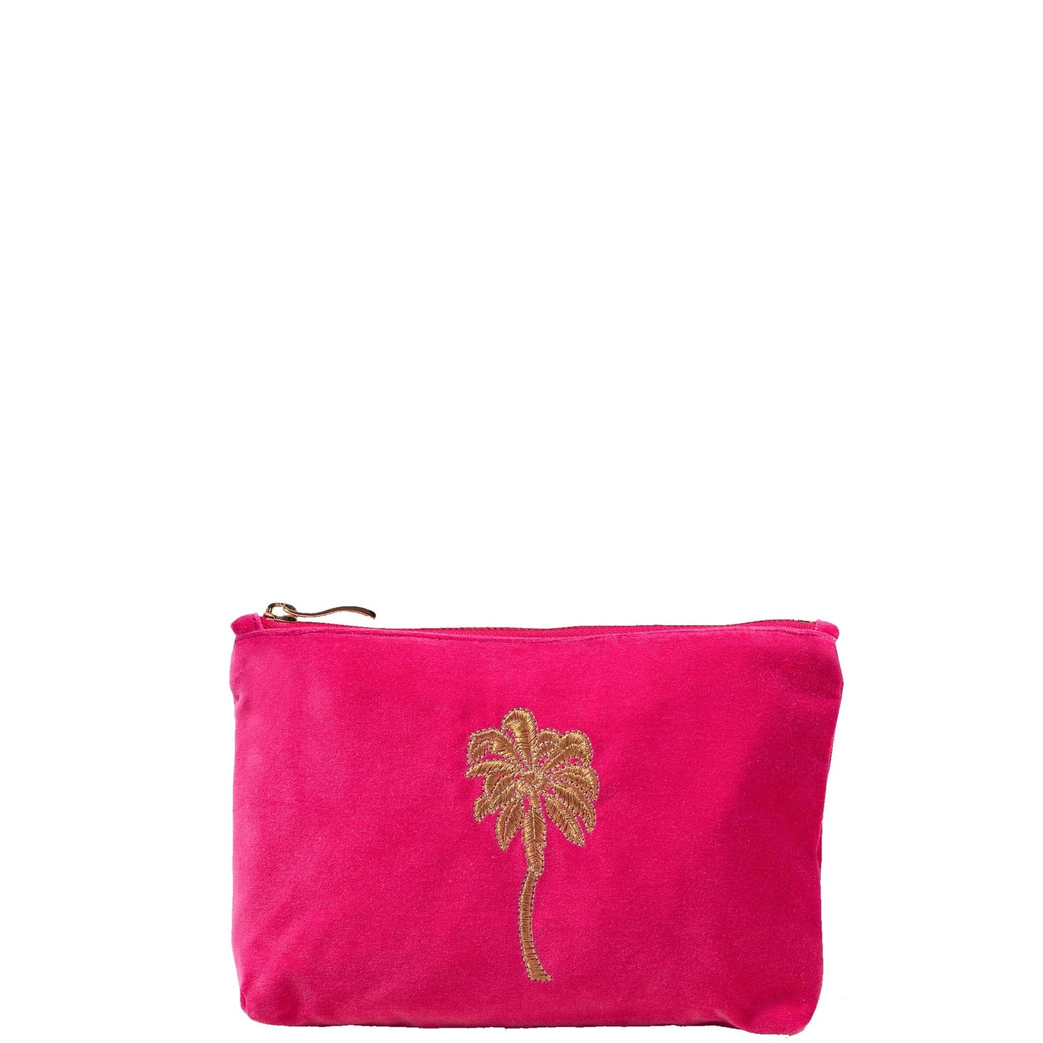 Elizabeth Scarlett Sunset Palm Pink Velvet Mini Pouch
