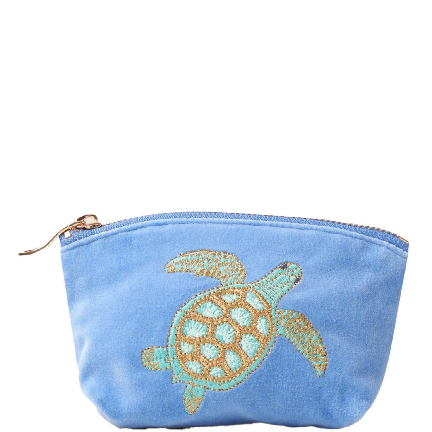 Elizabeth Scarlett Turtle Conservation Caribbean Blue Velvet Coin Purse
