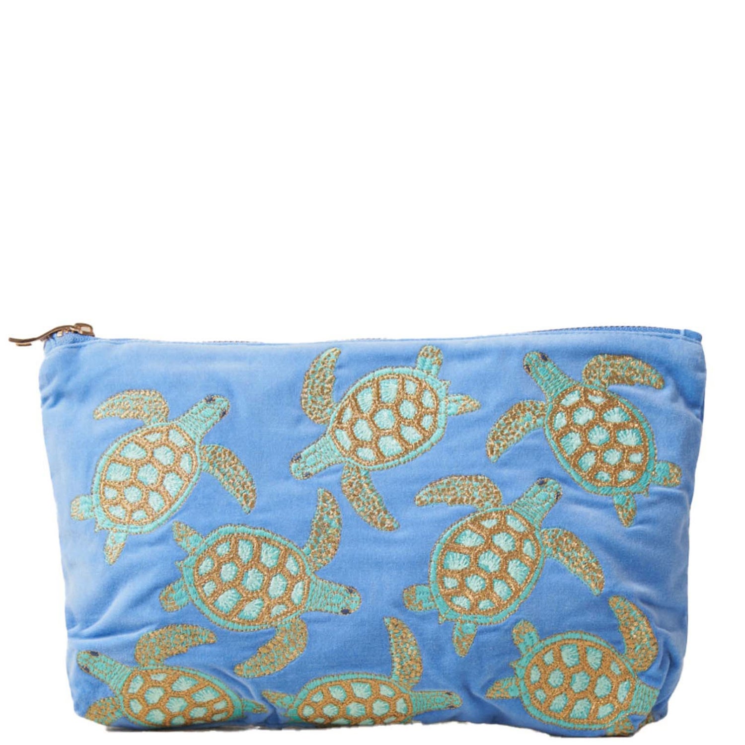 Elizabeth Scarlett Turtle Conservation Caribbean Blue Velvet Everyday Pouch