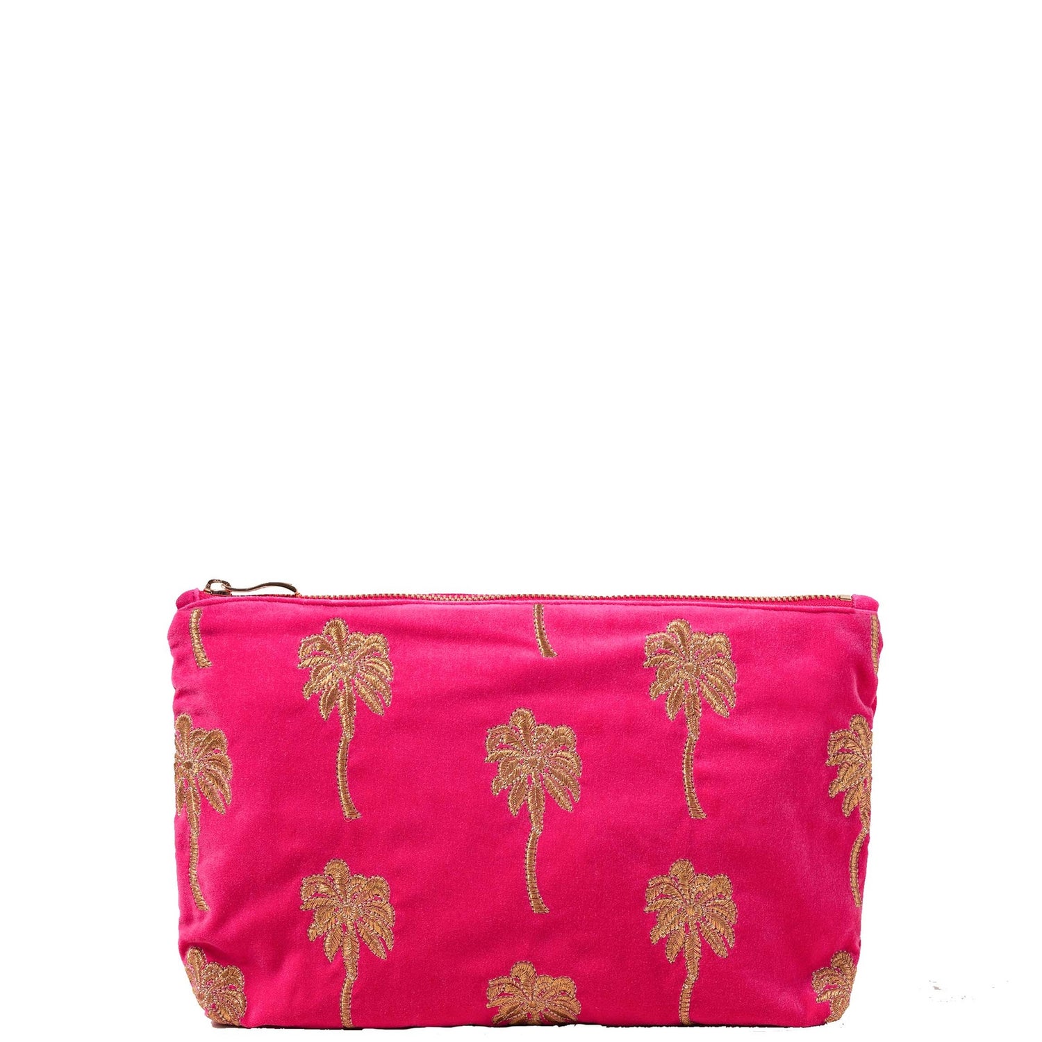 Elizabeth Scarlett Sunset Palm Pink Velvet Everyday Pouch