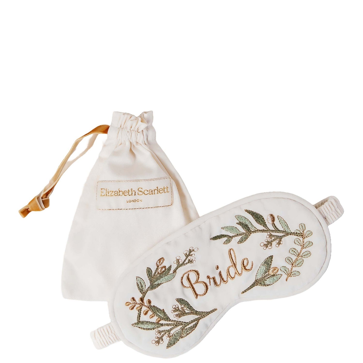 Elizabeth Scarlett Olive Branch Bride Cream Velvet Eye Mask