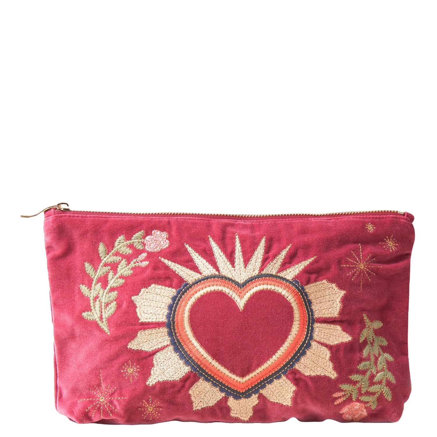 Elizabeth Scarlett Sacred Heart Dry Rose Velvet Everyday Pouch