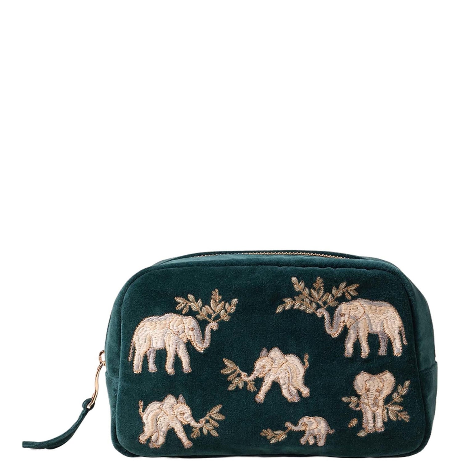 Elizabeth Scarlett Elephant Herd Emerald Cosmetics Bag