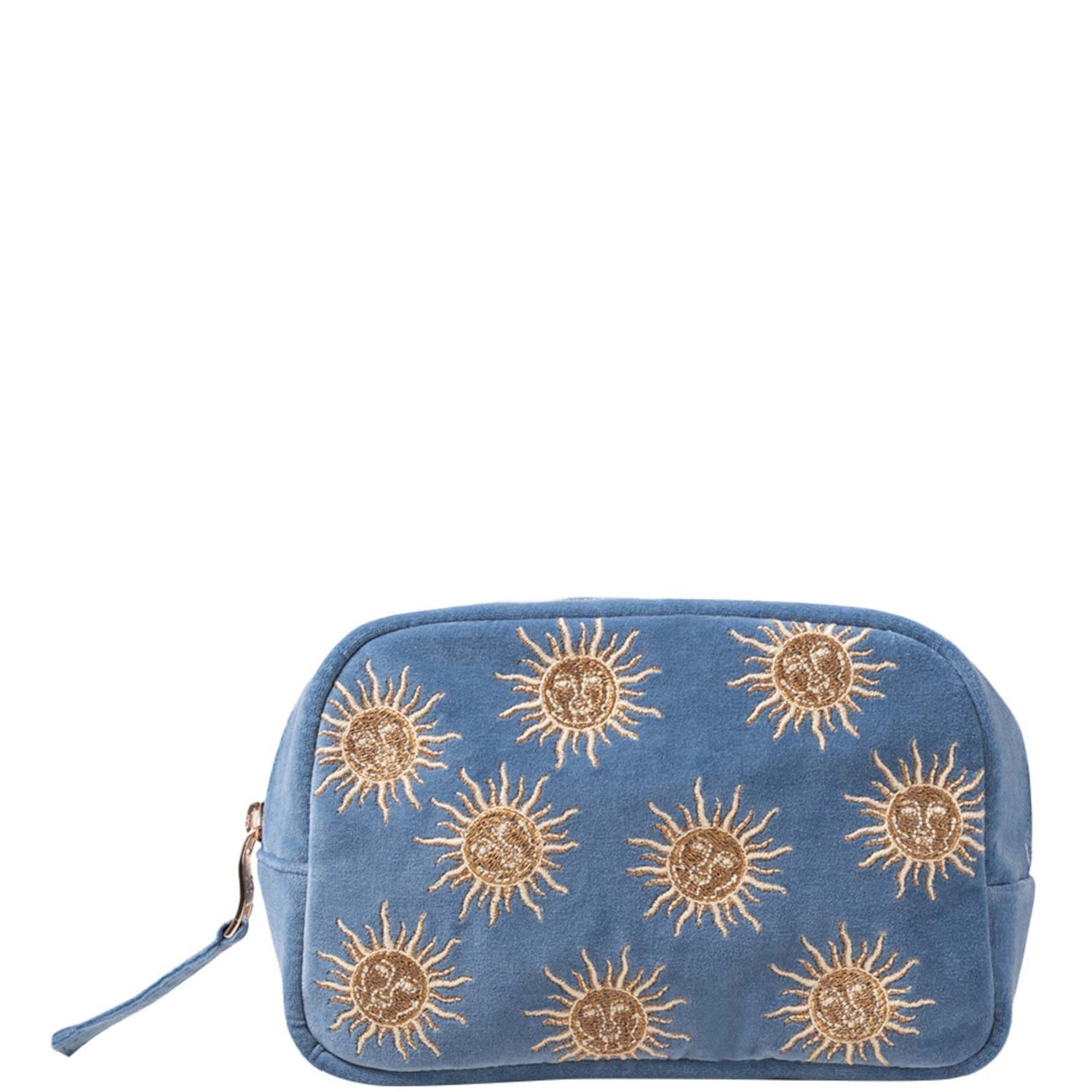 Elizabeth Scarlett Sun Goddess Dusky Blue Velvet Cosmetics Bag