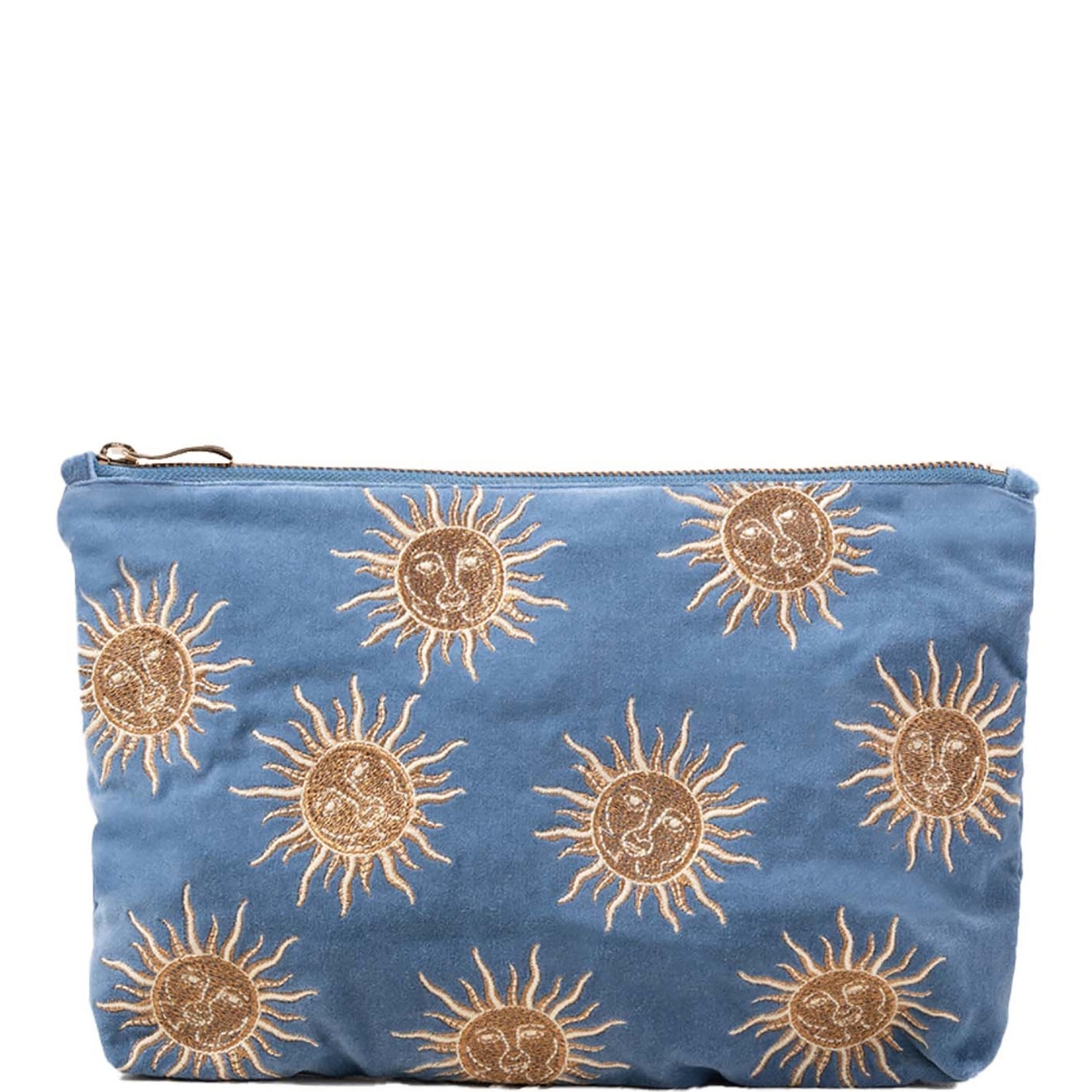 Elizabeth Scarlett Sun Goddess Dusky Blue Velvet Everyday Pouch