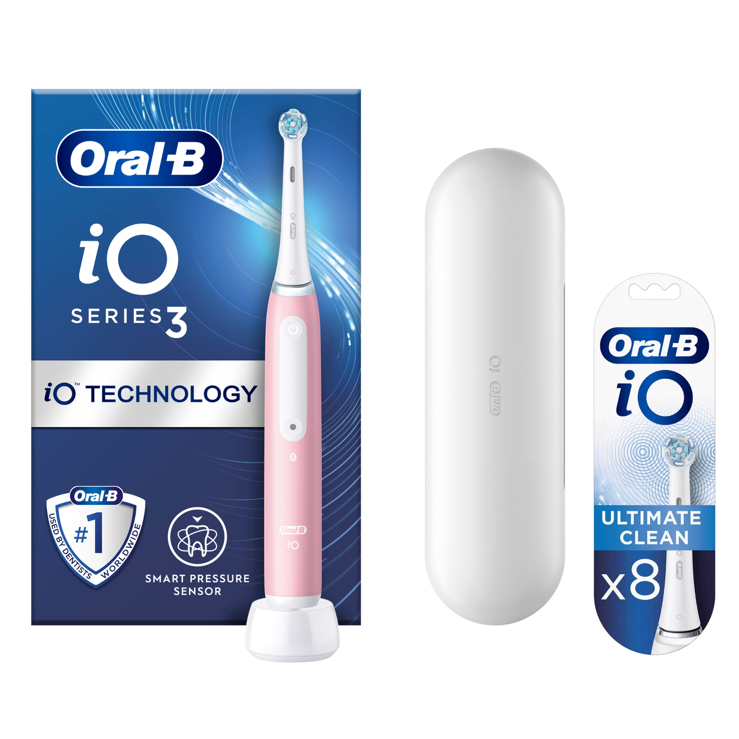 Oral-B iO3 Blush Pink Electric Toothbrush with Travel Case