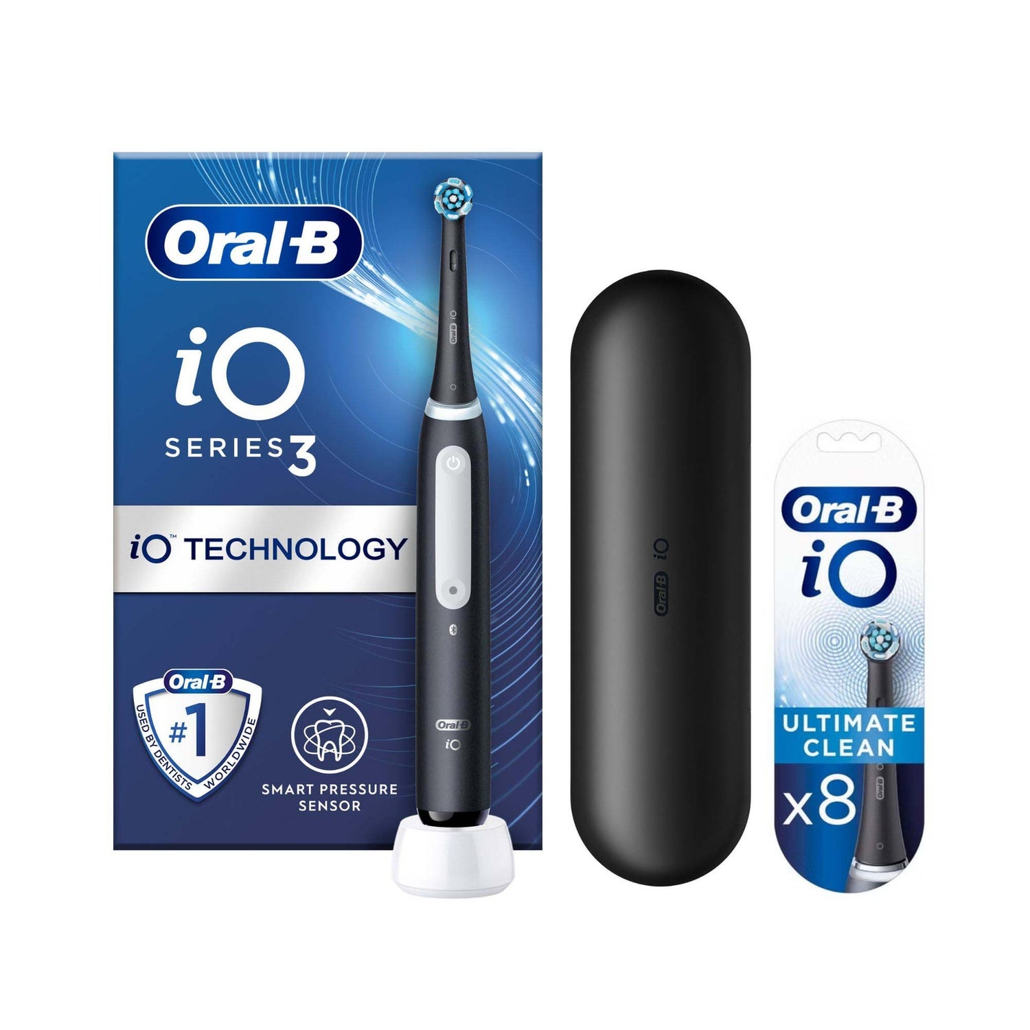 Oral-B iO3 Matte Black Electric Toothbrush with Travel Case