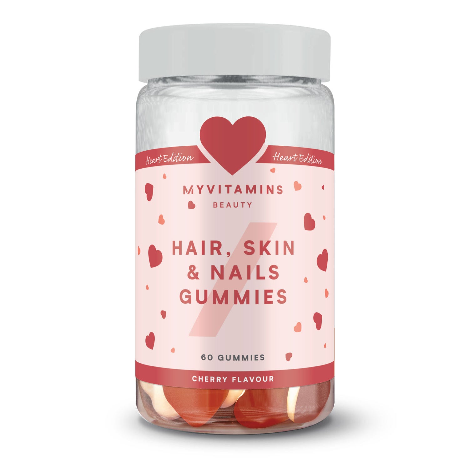 Hair, Skin & Nails Gummies - Double-Layered Heart Edition - 60gummies - Cherry