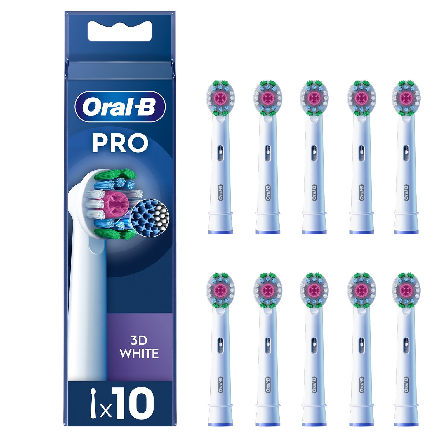 Oral-B 3D White Opzetborstels Met CleanMaximiser, 10 Stuks