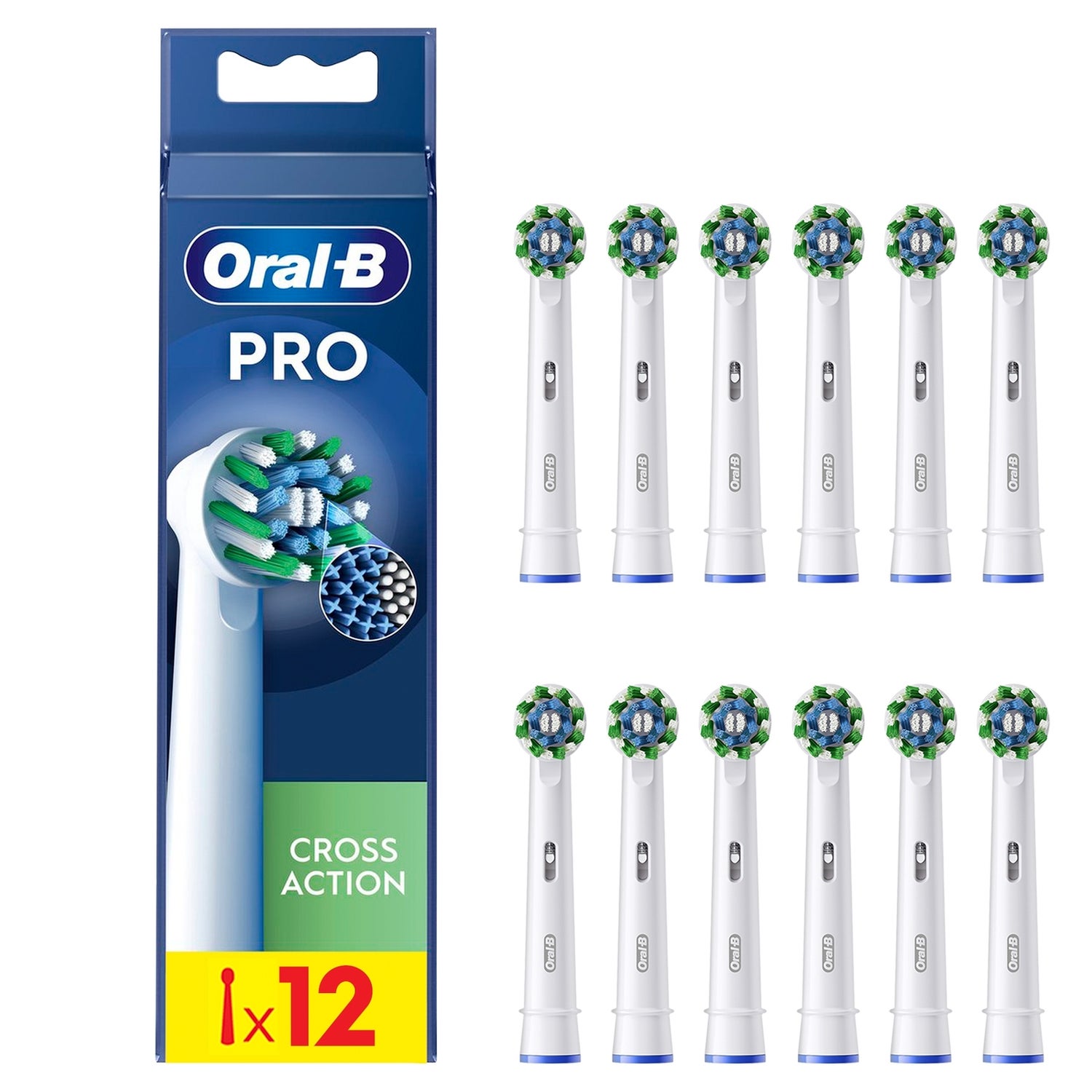 Oral-B CrossAction Opzetborstels Wit, 12 Stuks