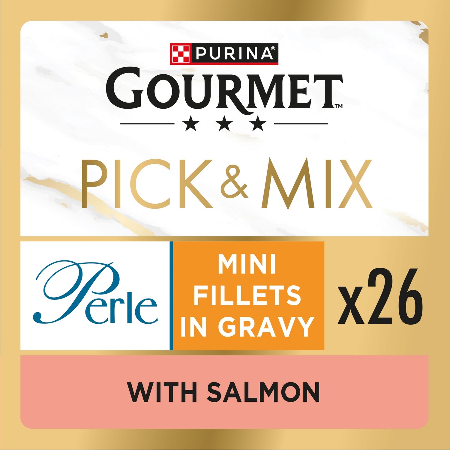 GOURMET Perle Mini Fillets in Gravy with Salmon Adult Wet Cat Food 26x85g
